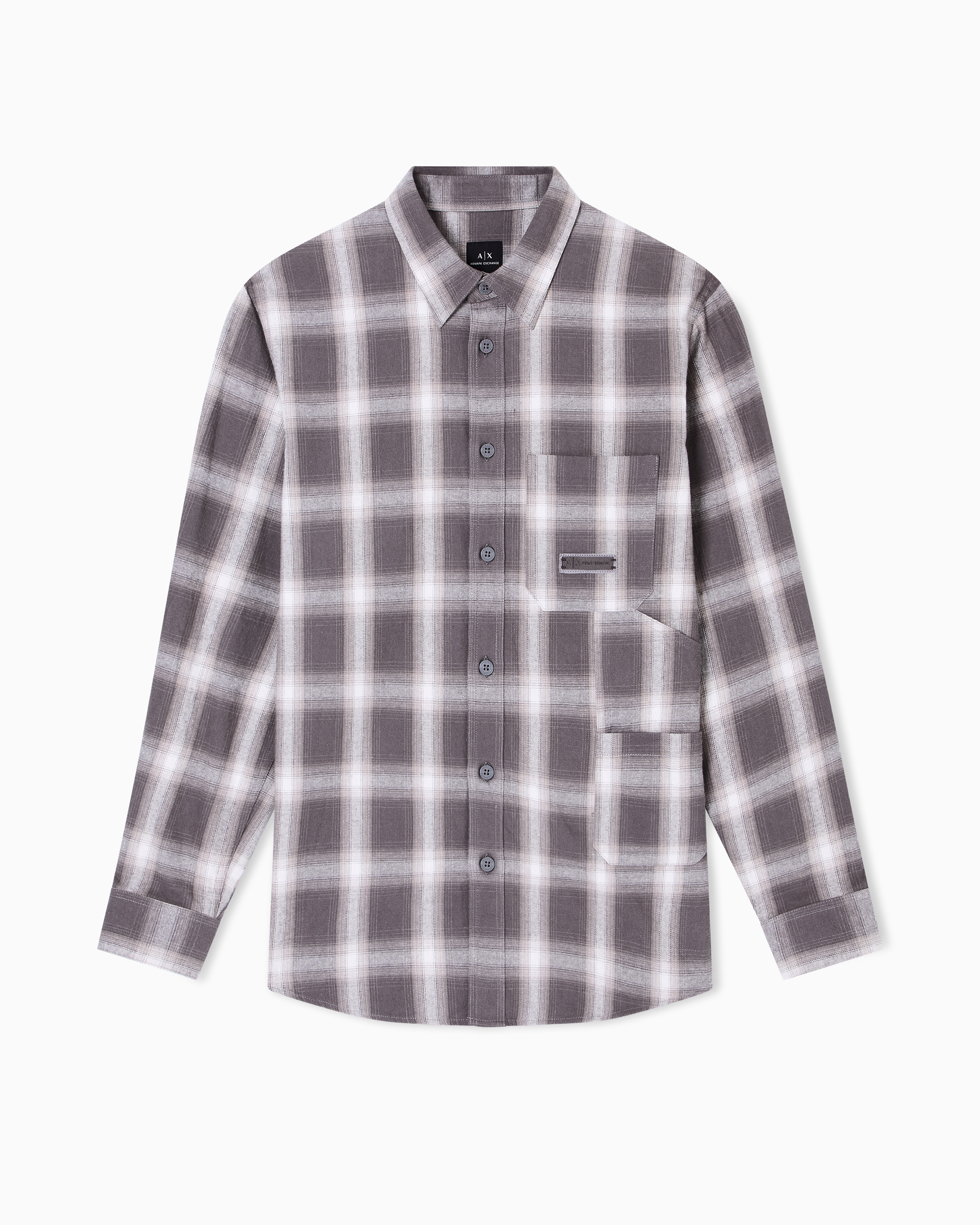 Armani Exchange - Regular fit check pattern shirt, Man, Brown, Size: