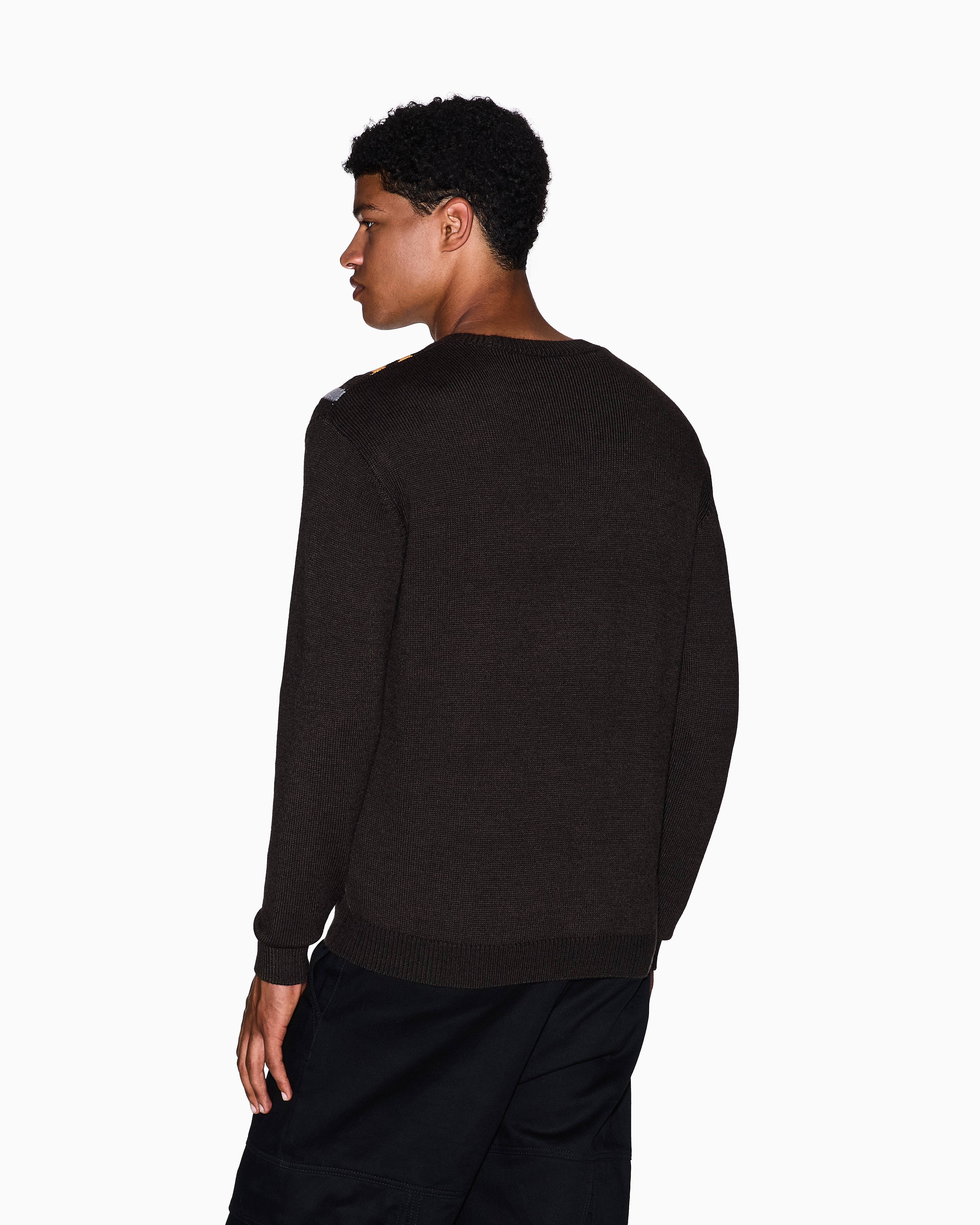 Armani Exchange - Zigzag knit sweater, Man, Brown, Size: