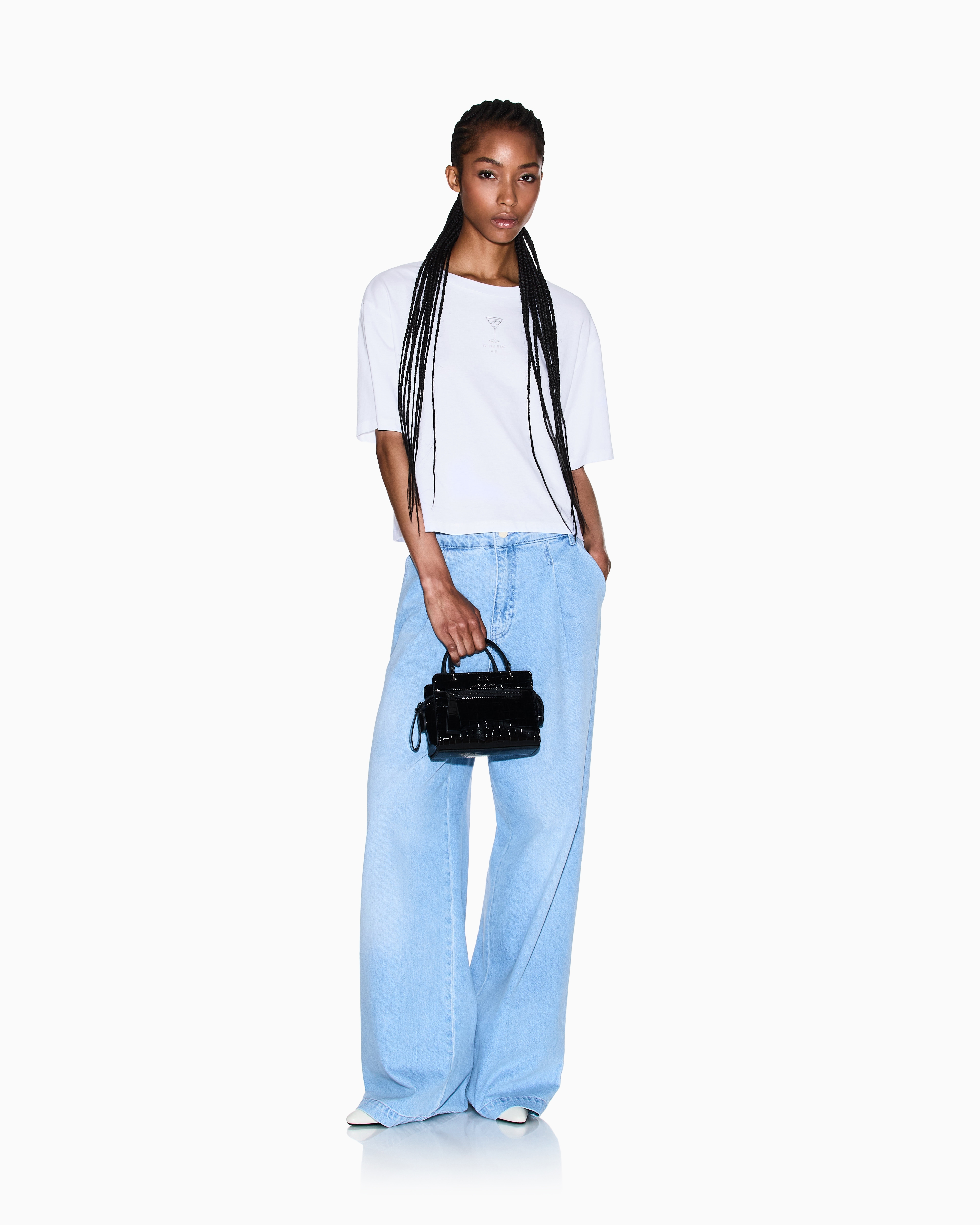 Wide-leg light denim jeans