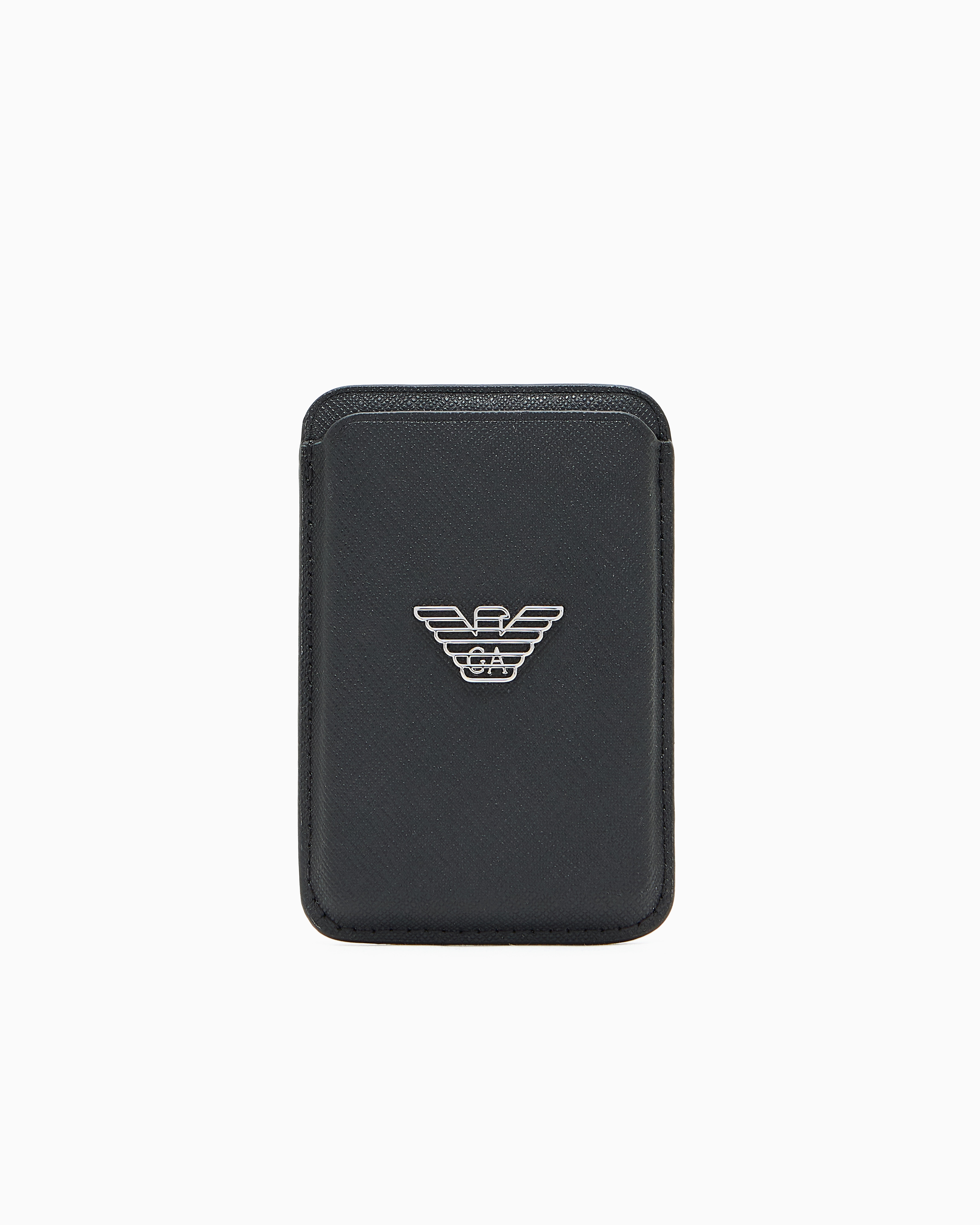 Emporio Armani - ASV regenerated Saffiano magnetic card holder, Man, Black, Size: TU