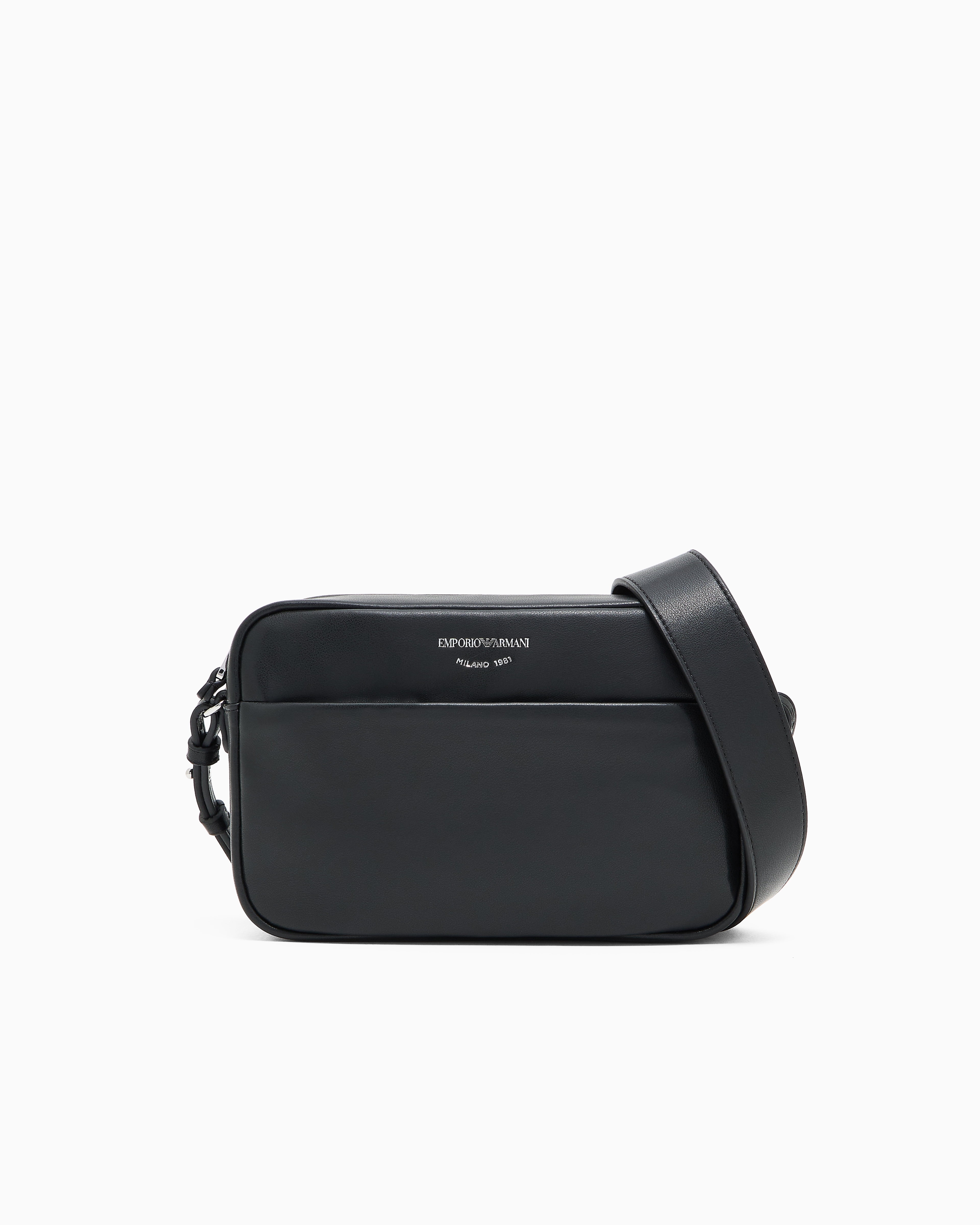 Emporio Armani - Leather camera case with shoulder strap, Woman, Black, Size: TU