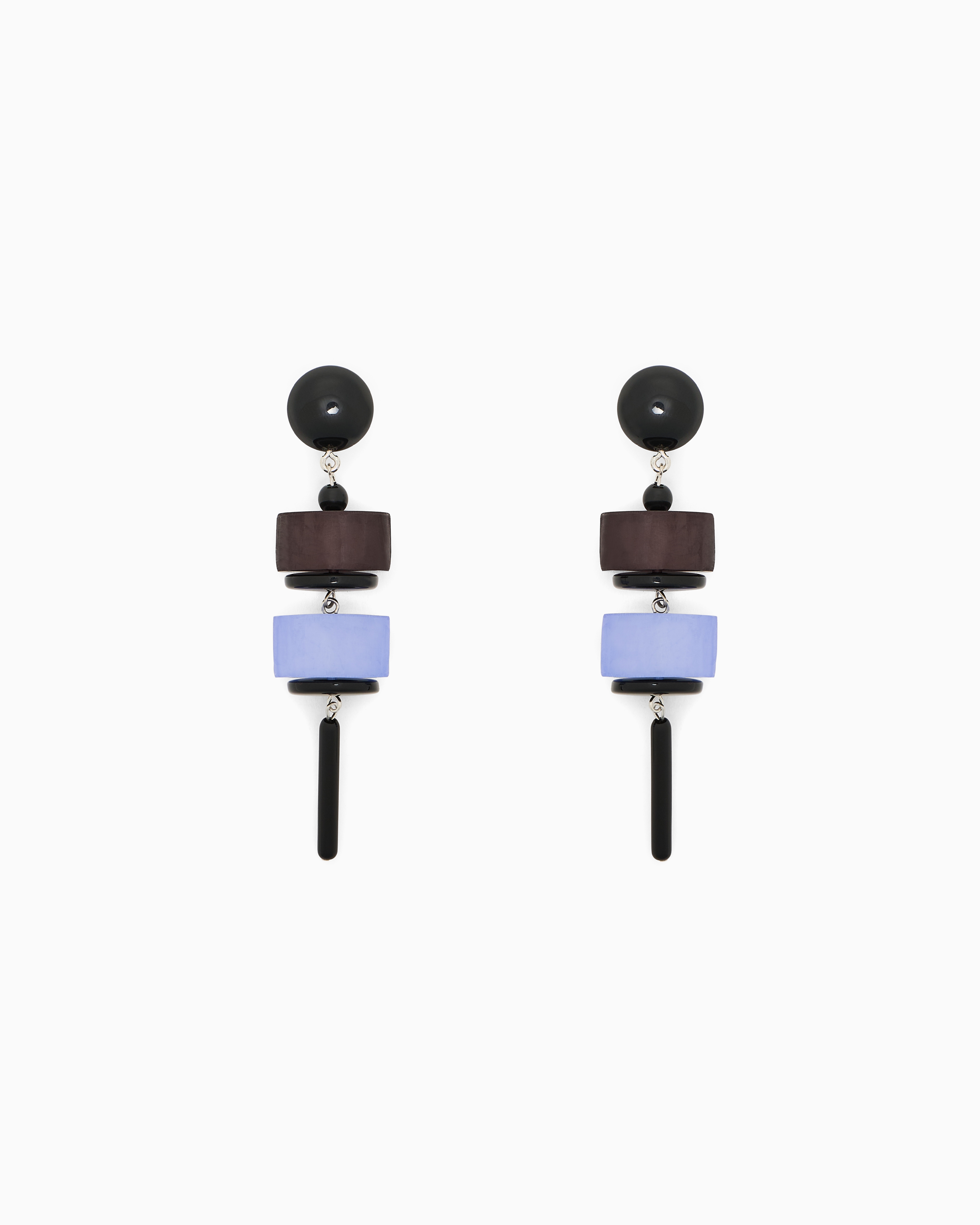 Emporio Armani Grey Oversized Pendant Earrings With Geometric Elements