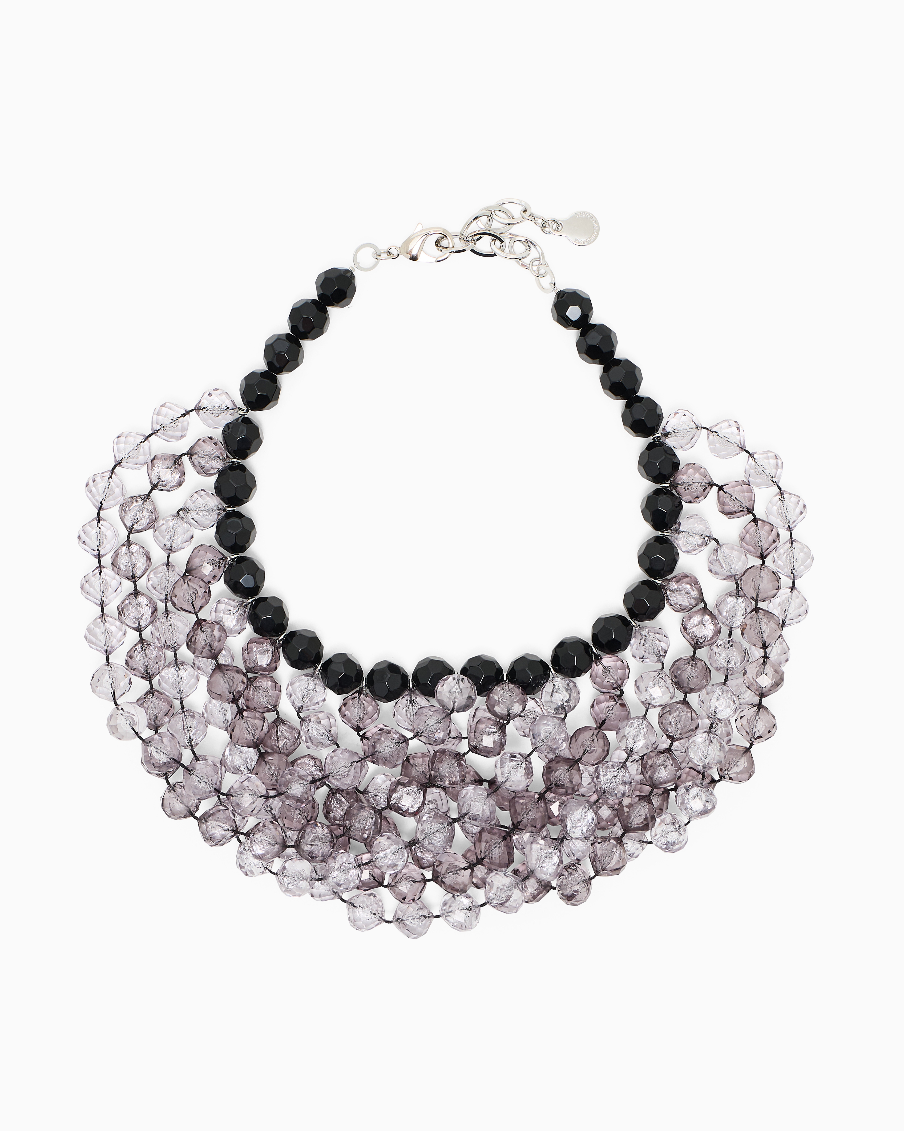 Emporio Armani - Multistrand necklace with faceted spheres, Woman, Black, Size: TU