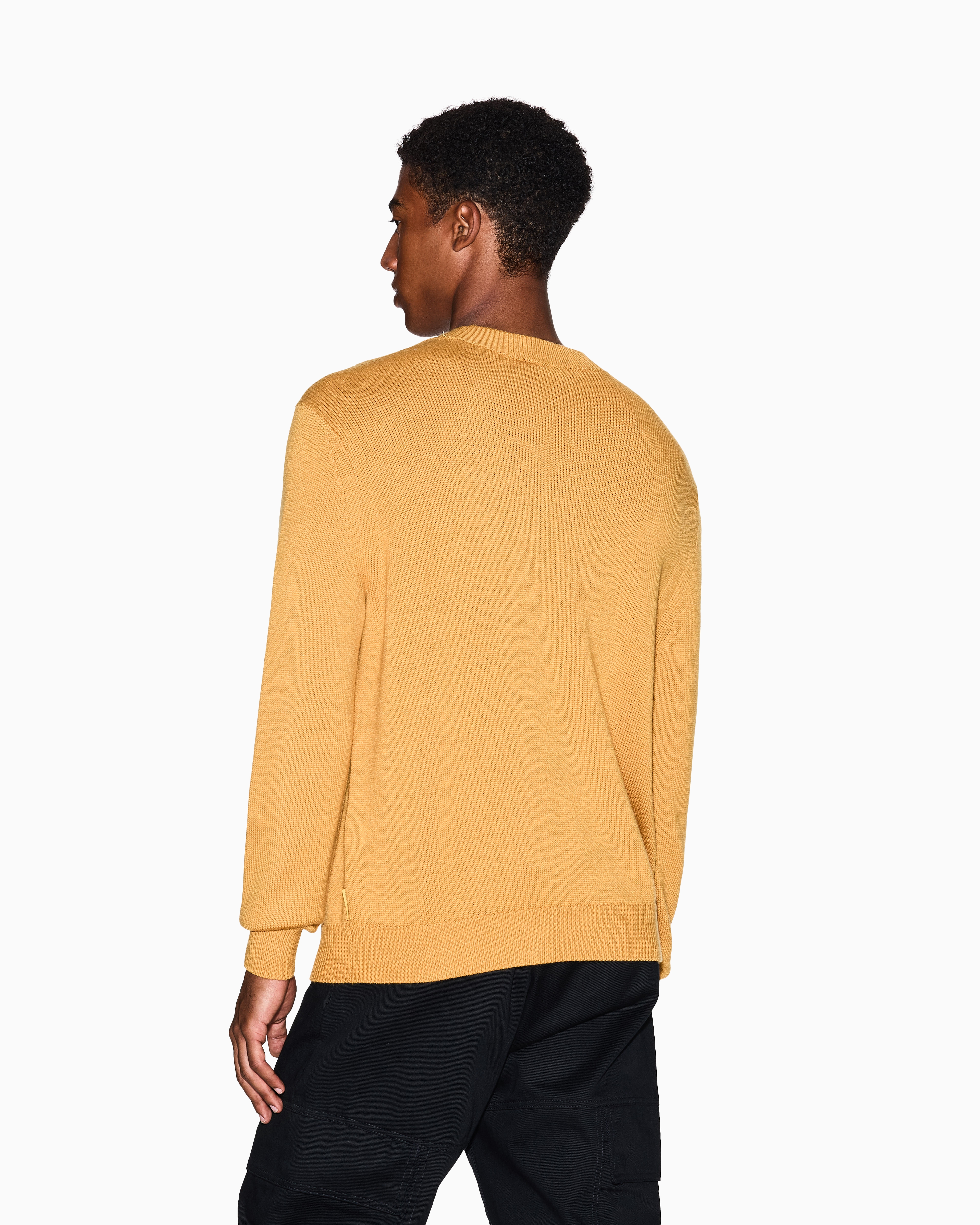 Armani Exchange - Wool and cotton crew neck sweater, Man, Yellow, Size: