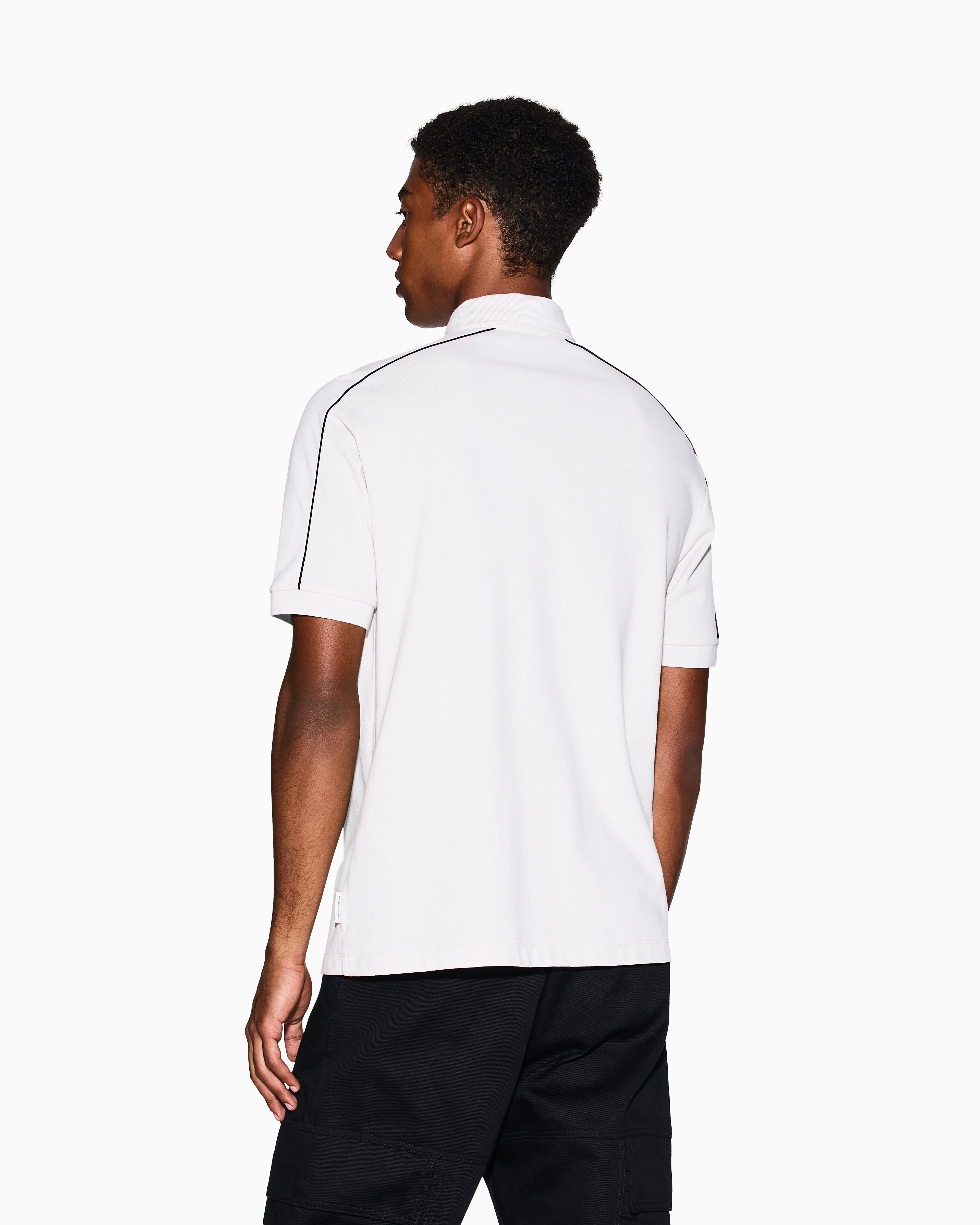 Contrasting piping pique polo shirt