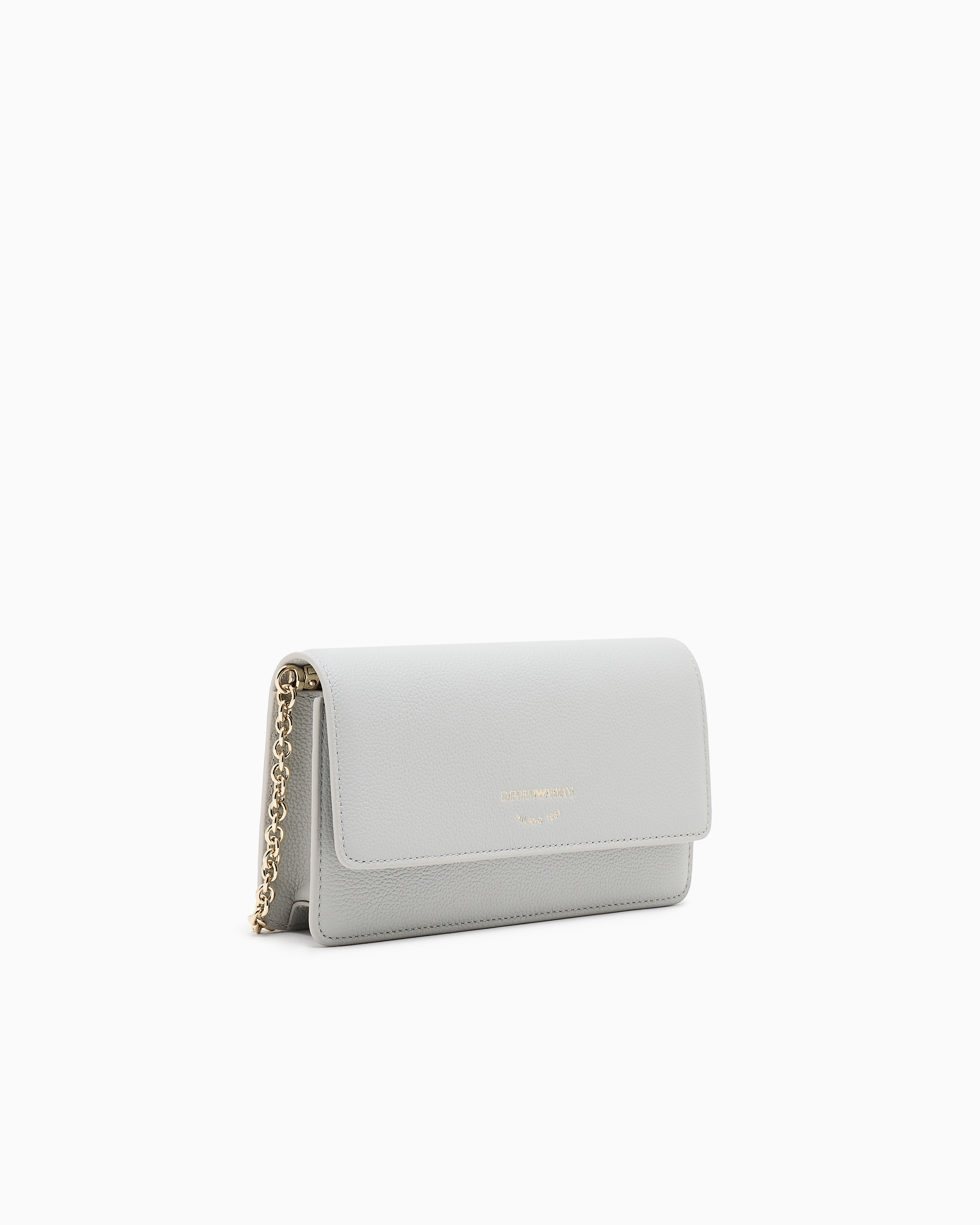 Emporio Armani - Mini bag in tumbled leather, Woman, Grey, Size: TU