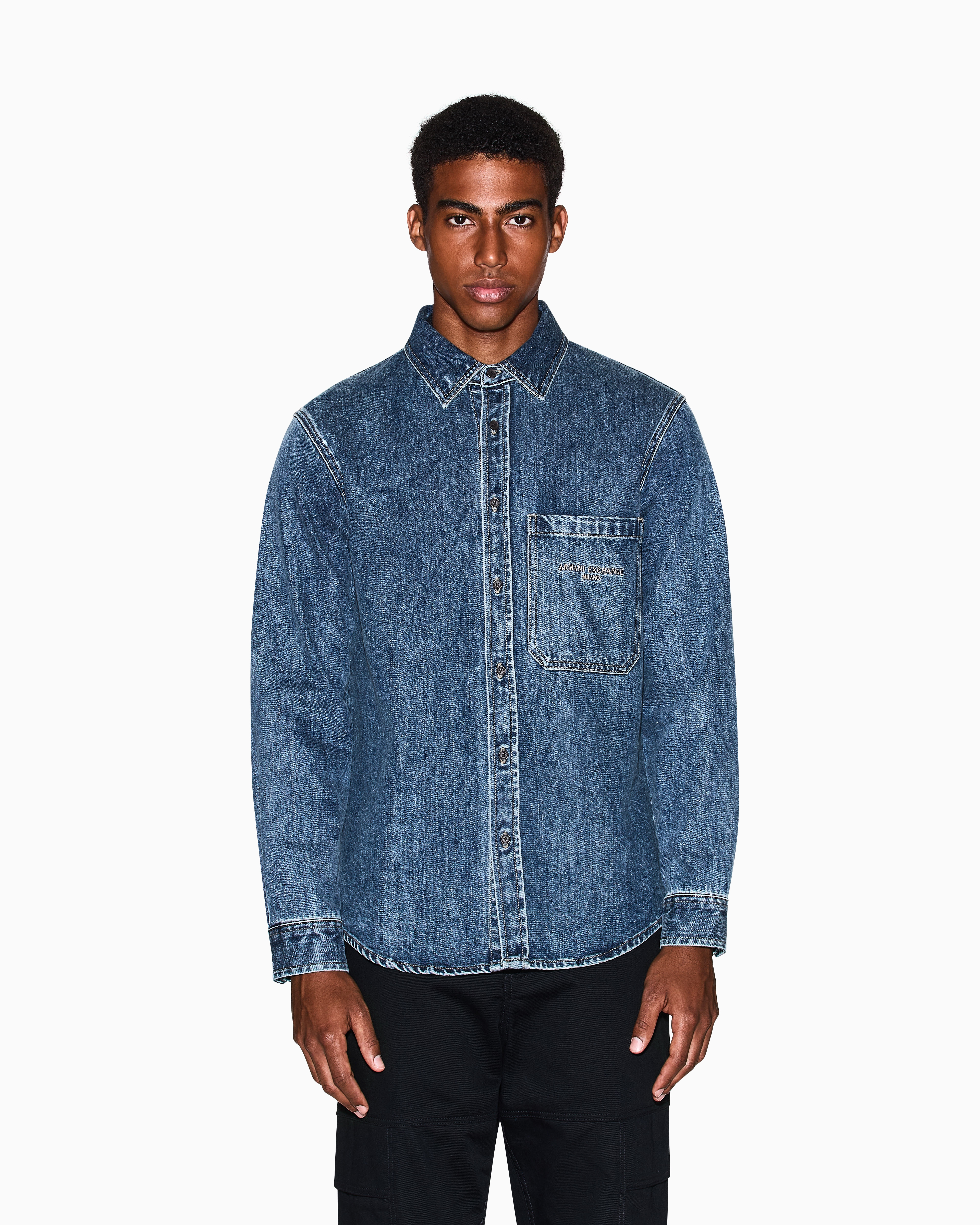 EMPORIO ARMANI デニムシャツ Armani Exchange デニムシャツ | ブルー | FARFETCH JP