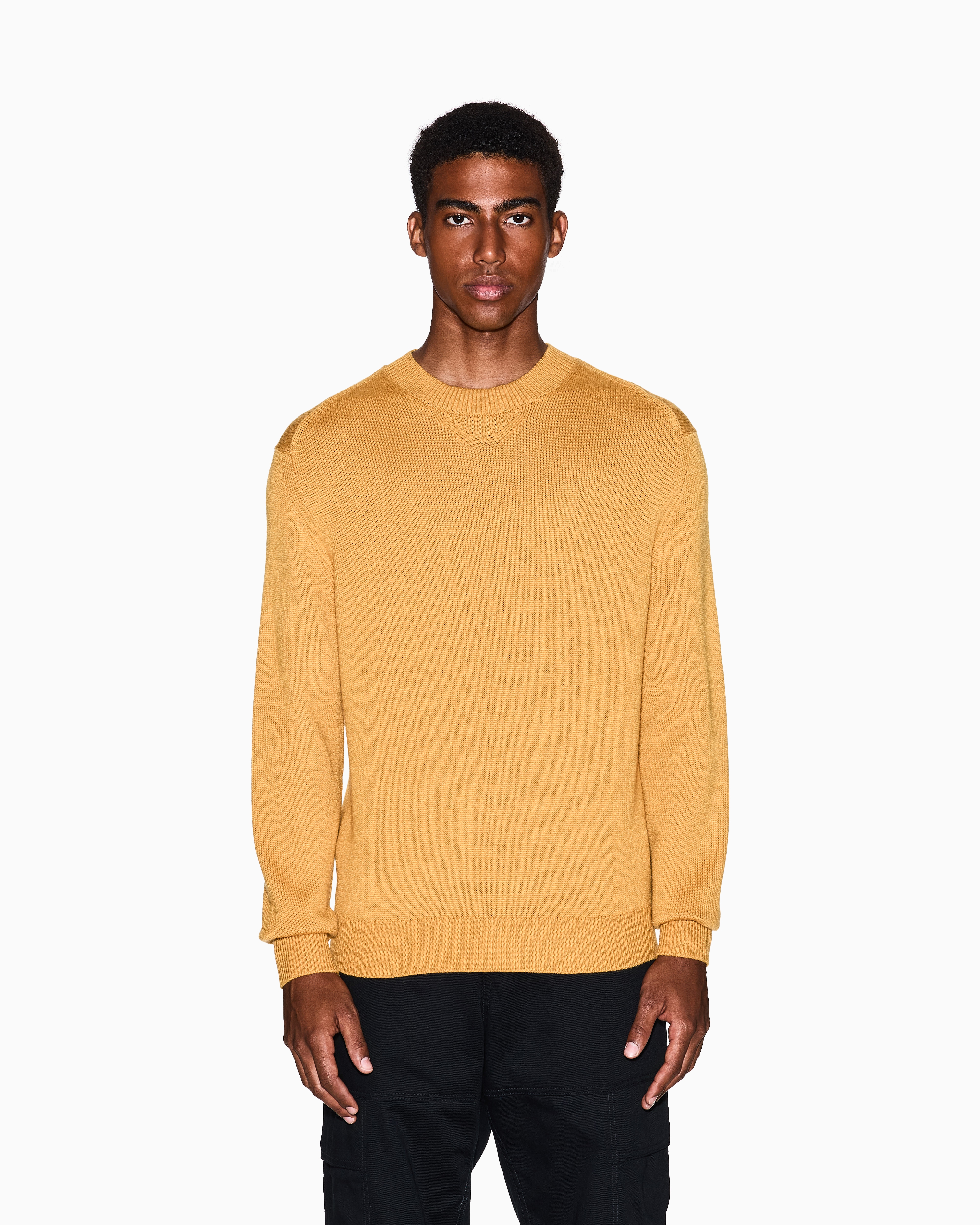 Armani Exchange - Wool and cotton crew neck sweater, Man, Yellow, Size: