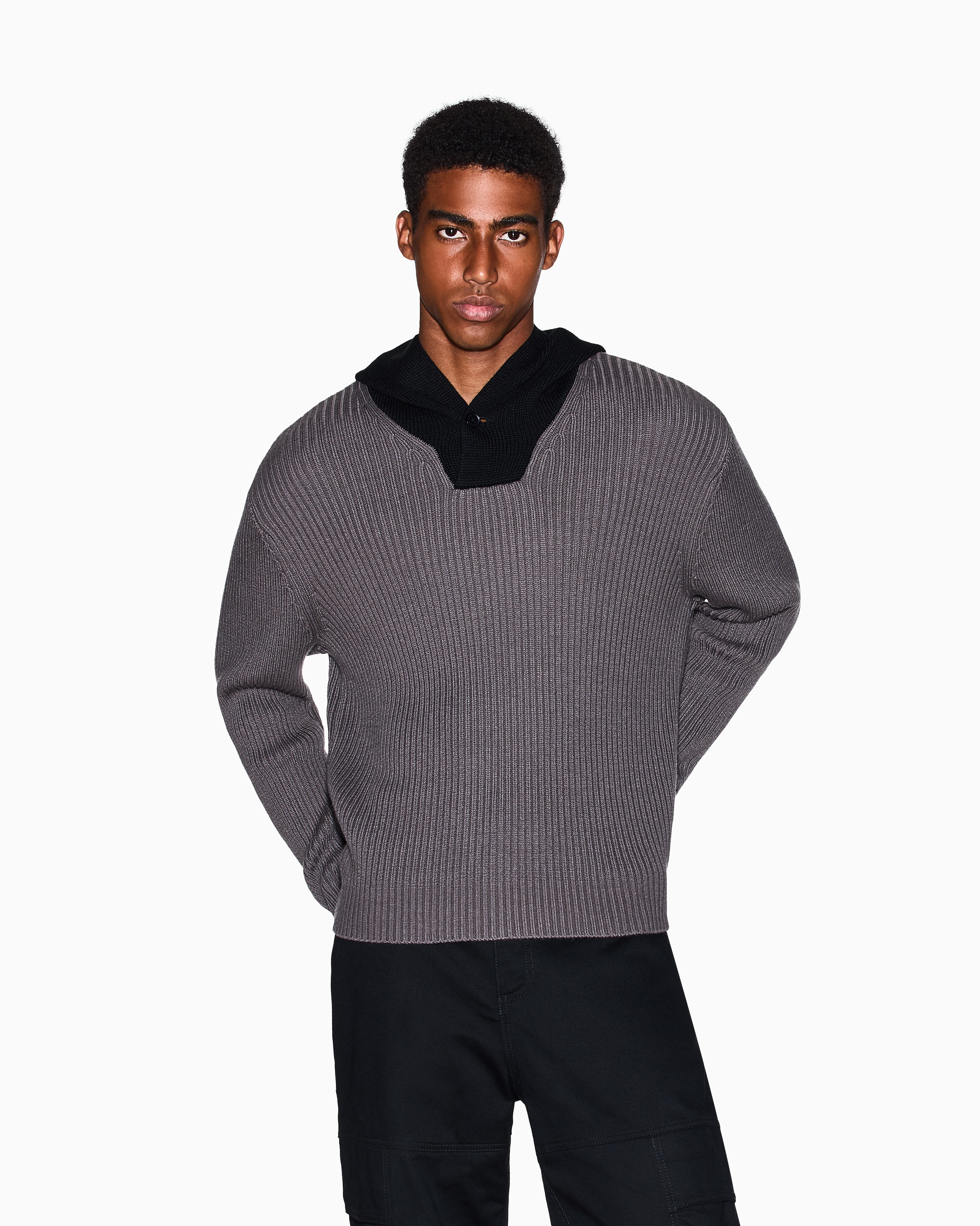 バイカラー フーデッドニットプルオーバー | Armani Exchange