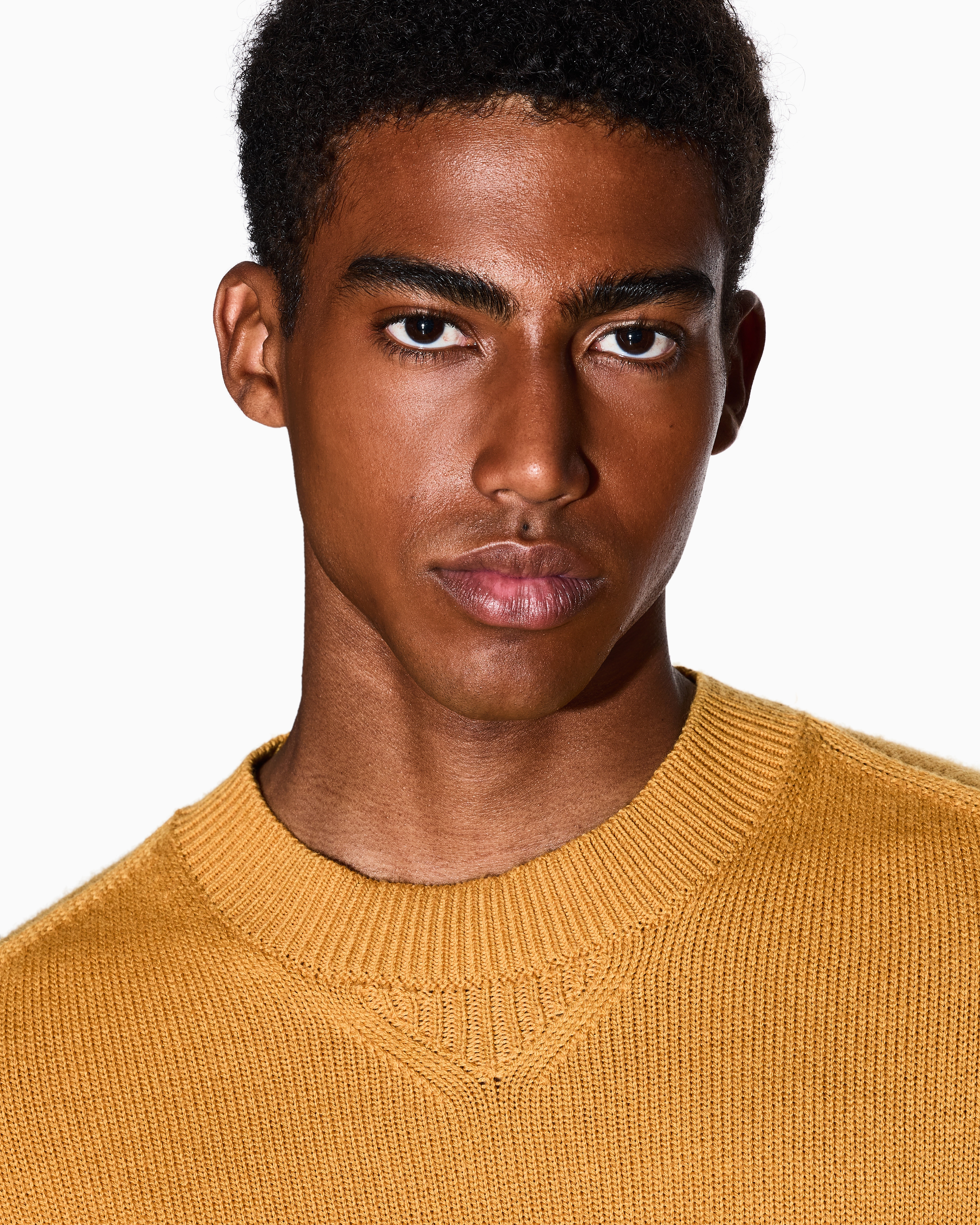 Armani Exchange - Wool and cotton crew neck sweater, Man, Yellow, Size: