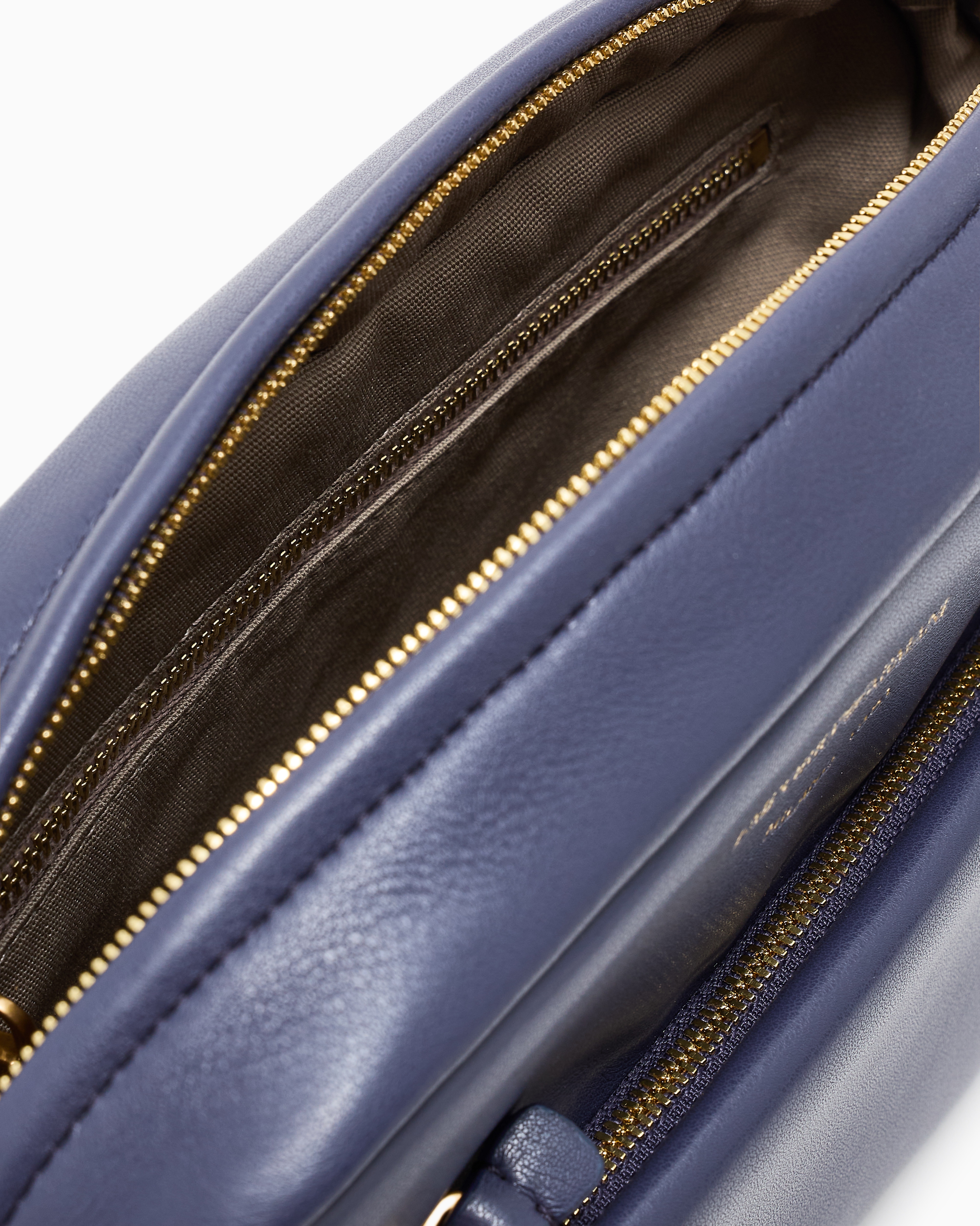 Emporio Armani - Leather camera case with shoulder strap, Woman, Purple, Size: TU