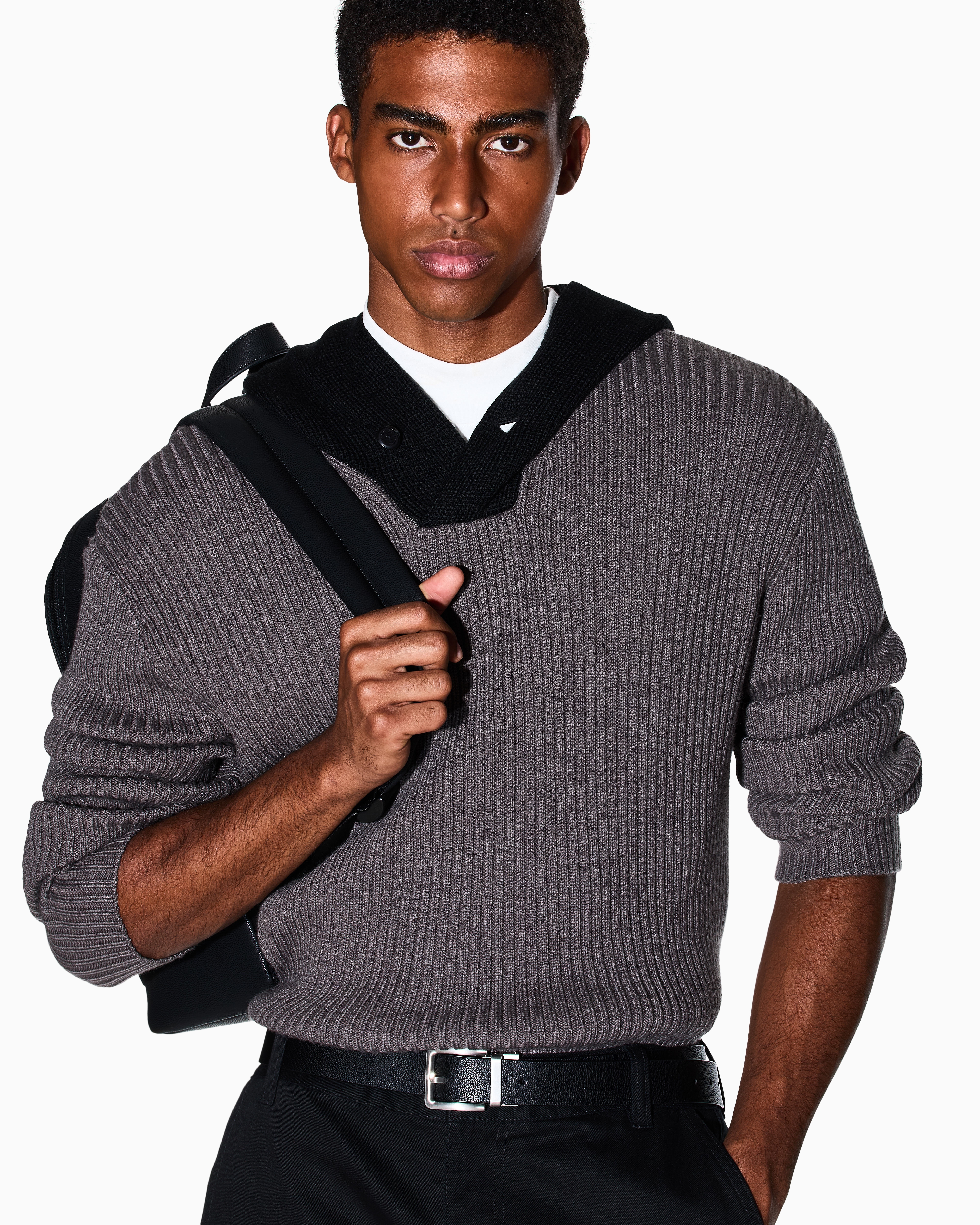 Ribbed hooded sweater