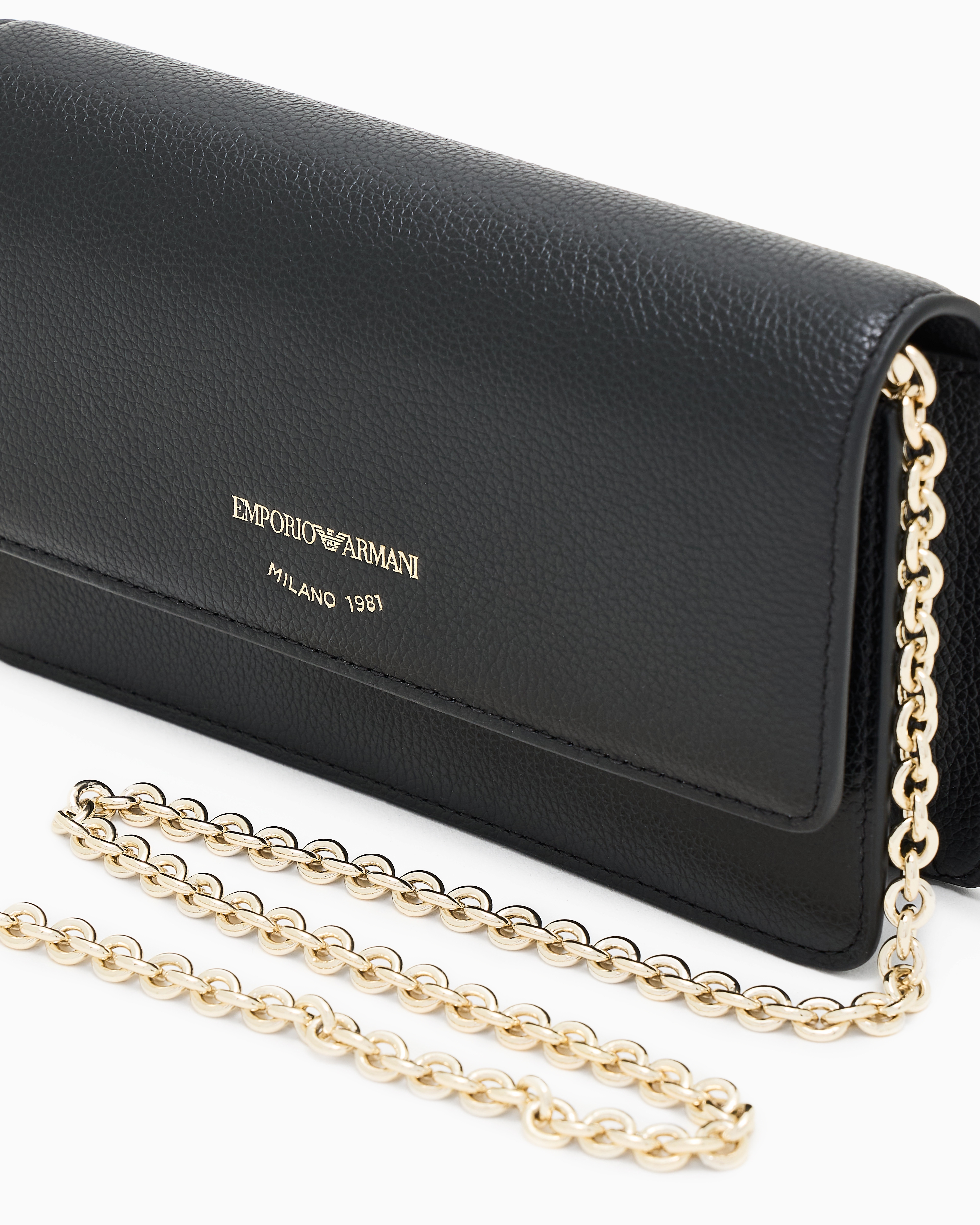 Emporio Armani - Mini bag in tumbled leather, Woman, Black, Size: TU