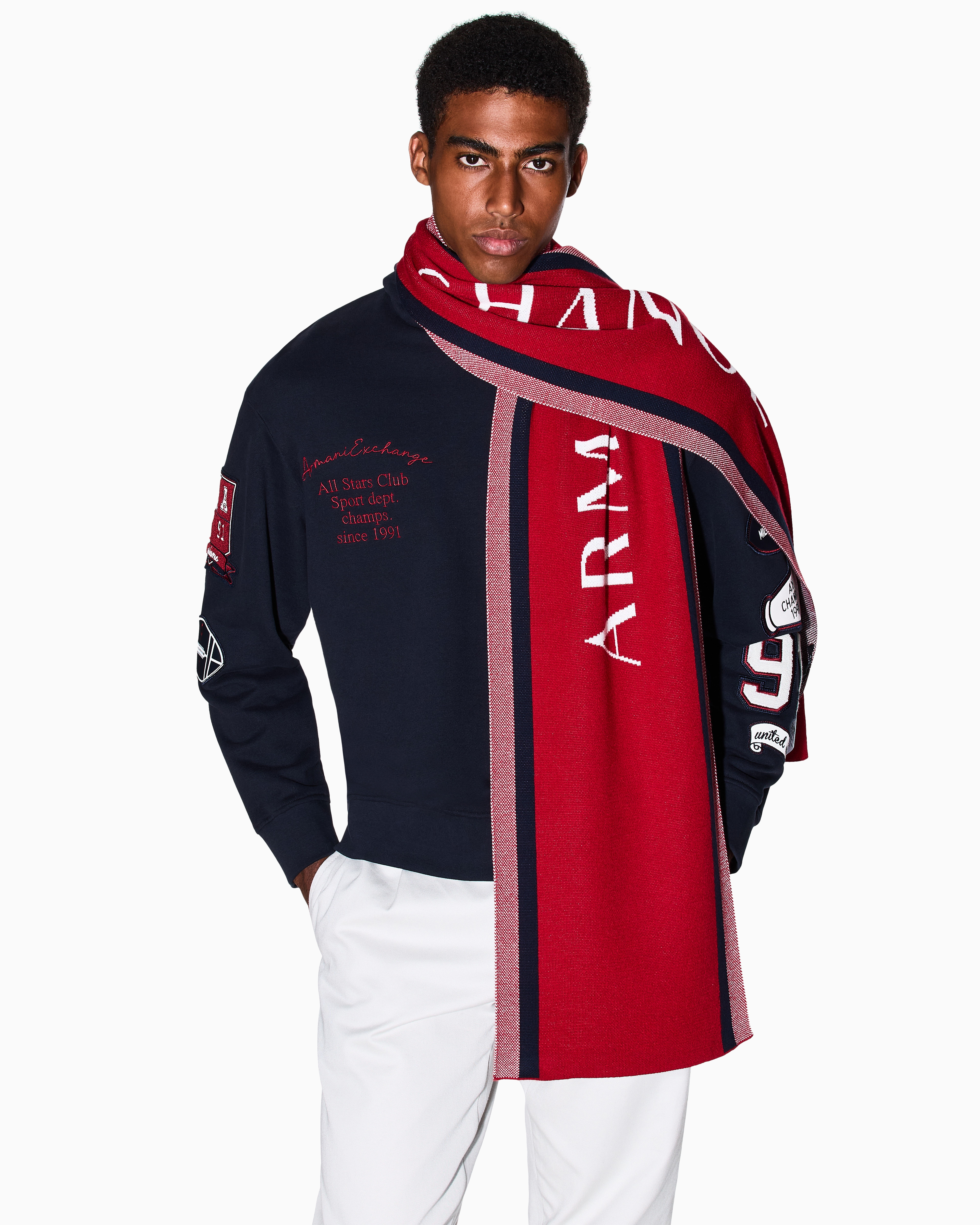 Armani Exchange - Scarf with contrasting stripes, Man, Red, Size: TU