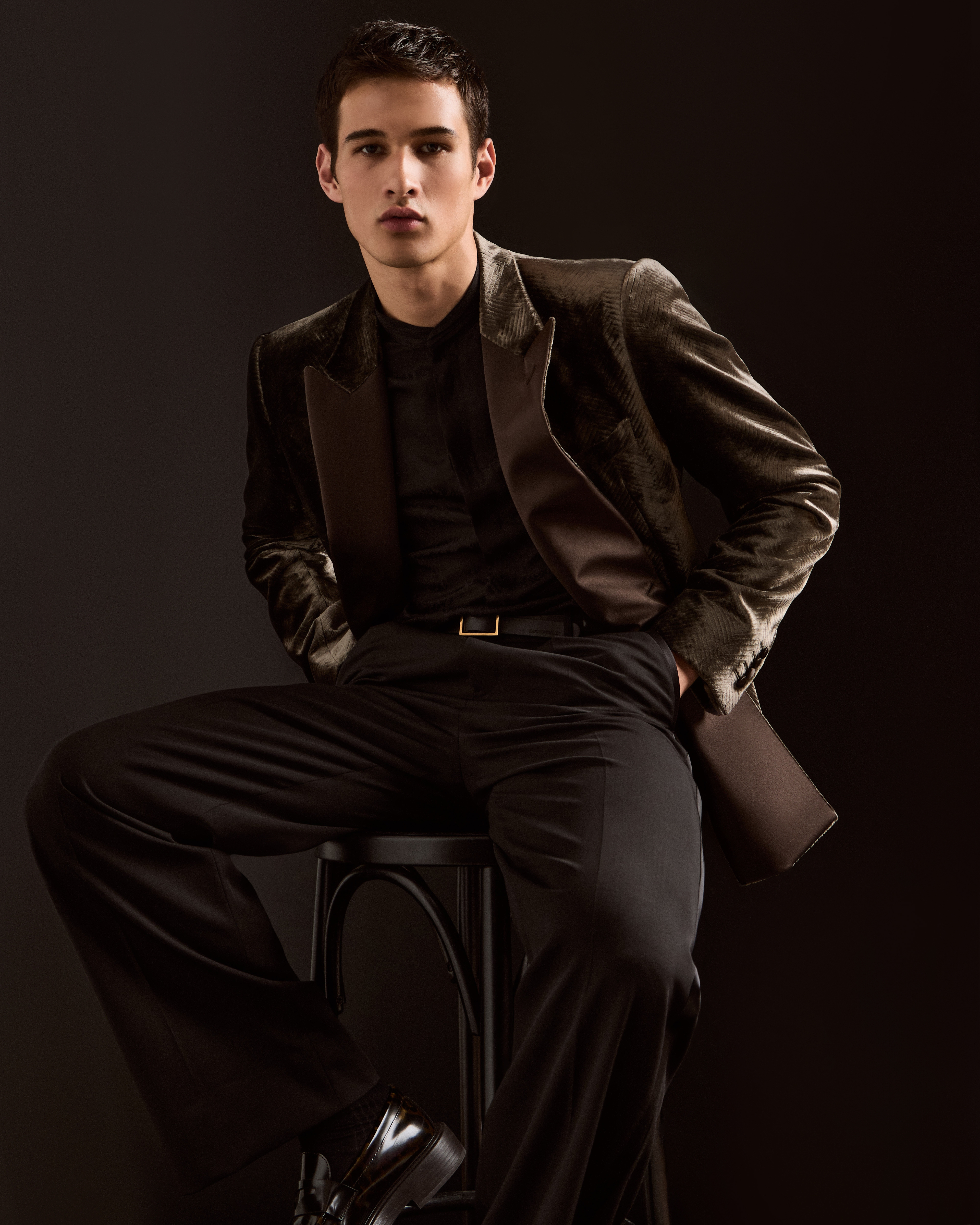 グルカラーシャツ シルク混紡 アニマルジャカード | Emporio Armani