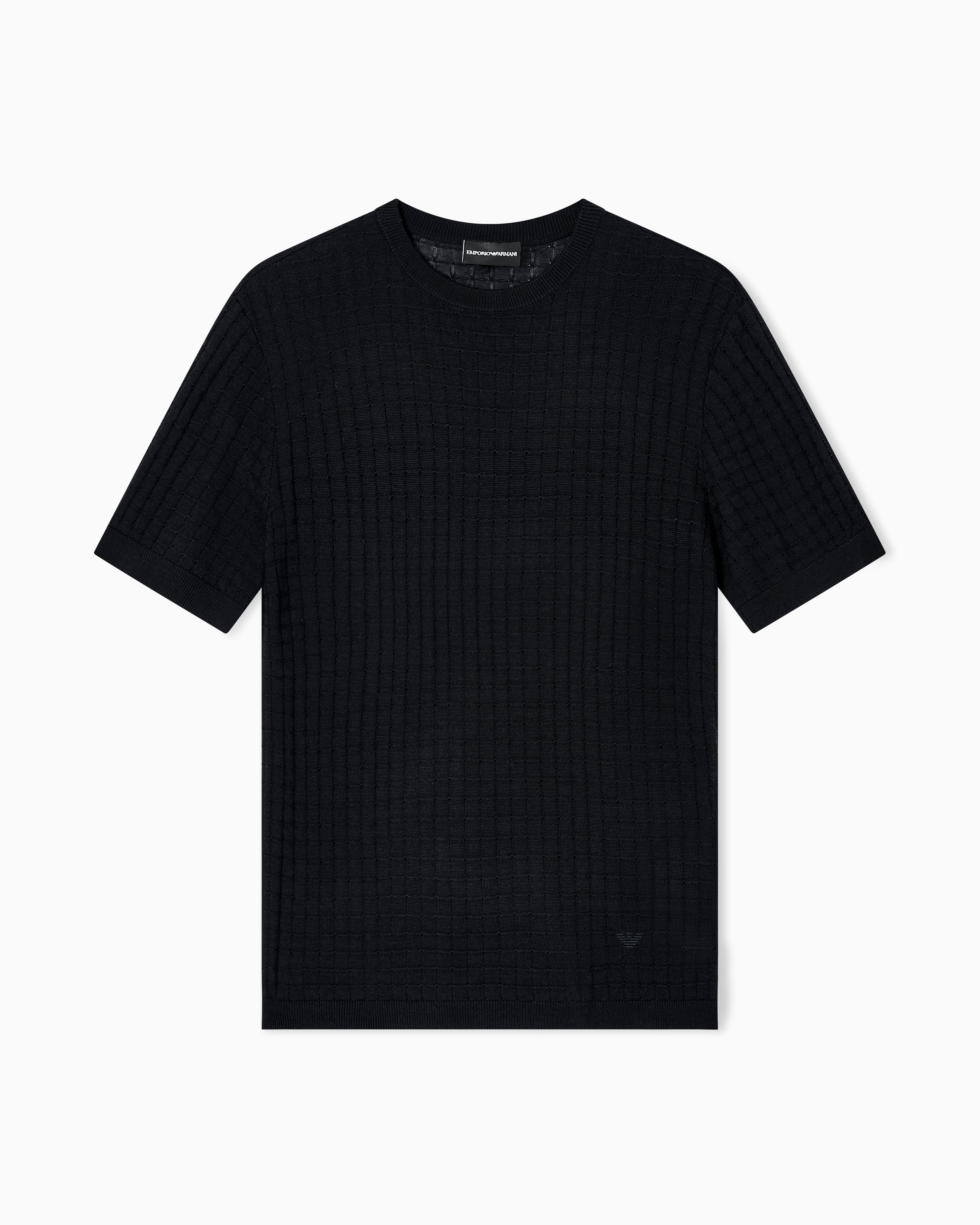 Emporio Armani - ASV Lyocell-blend jumper a plain and purl knit, Man, Navy Blue, Size: