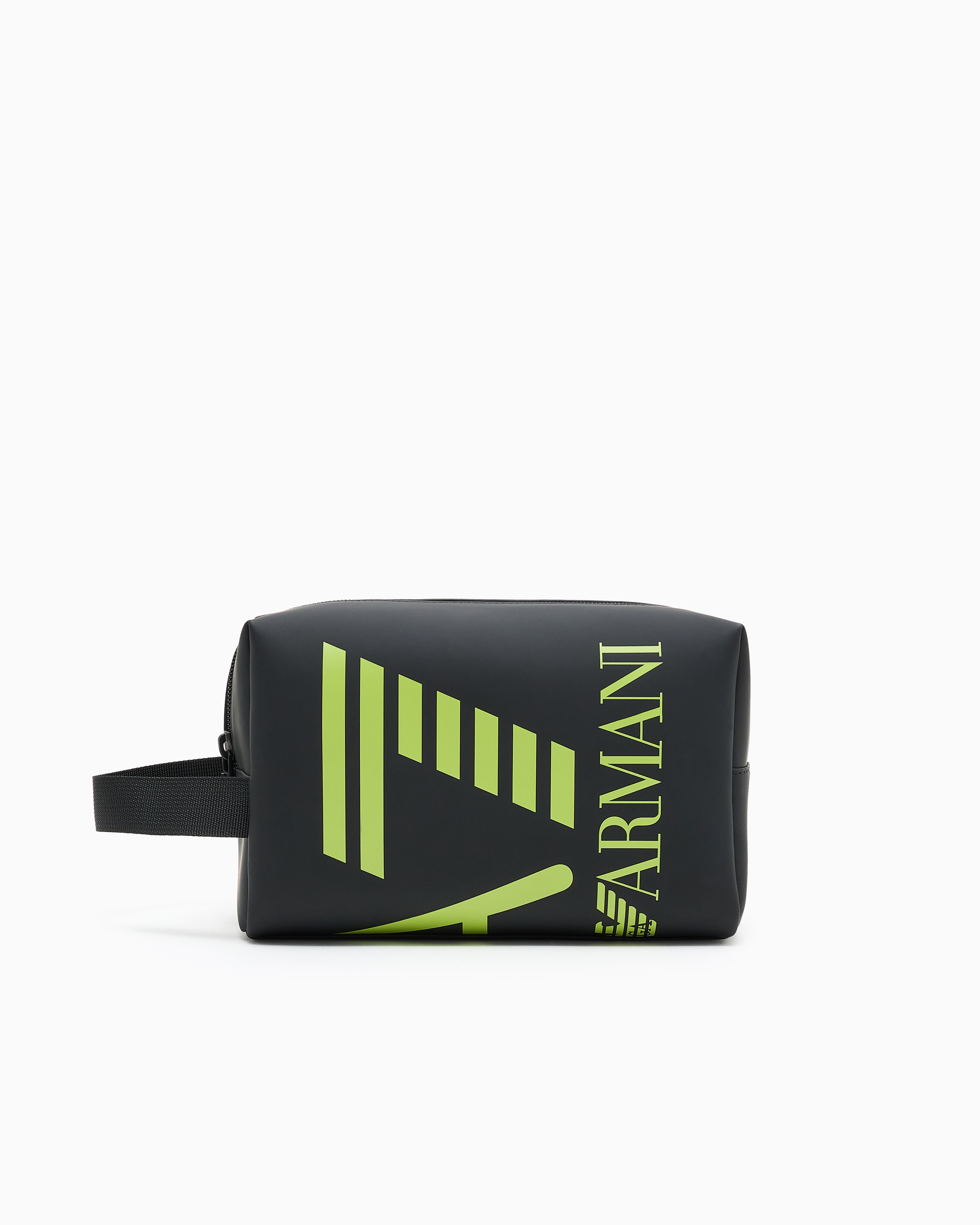 Ea7 Unisex Black Washbag With Oversized Logo