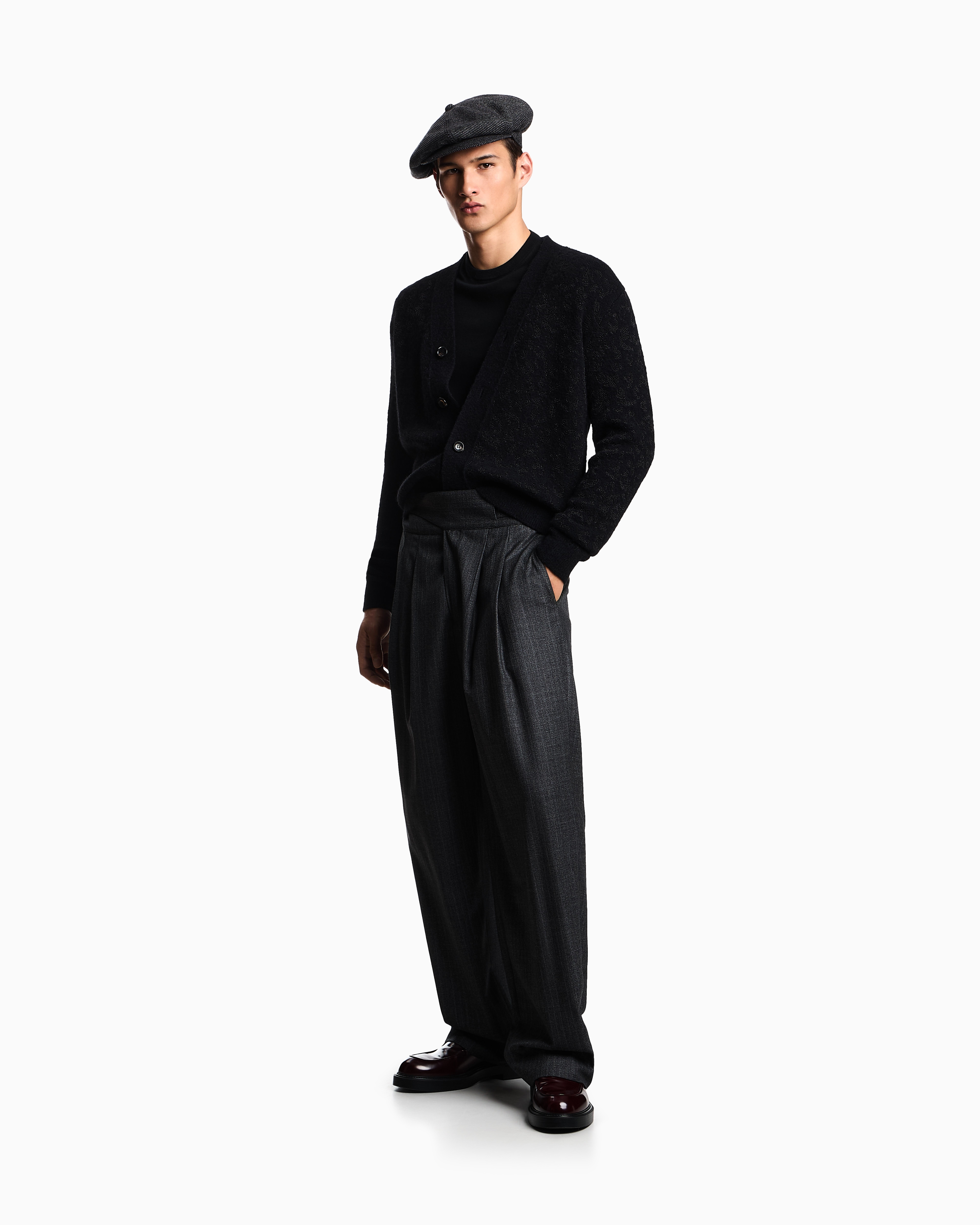 Emporio Armani - Short-sleeved jumper a seamless plain-knit virgin wool, Man, Black, Size: