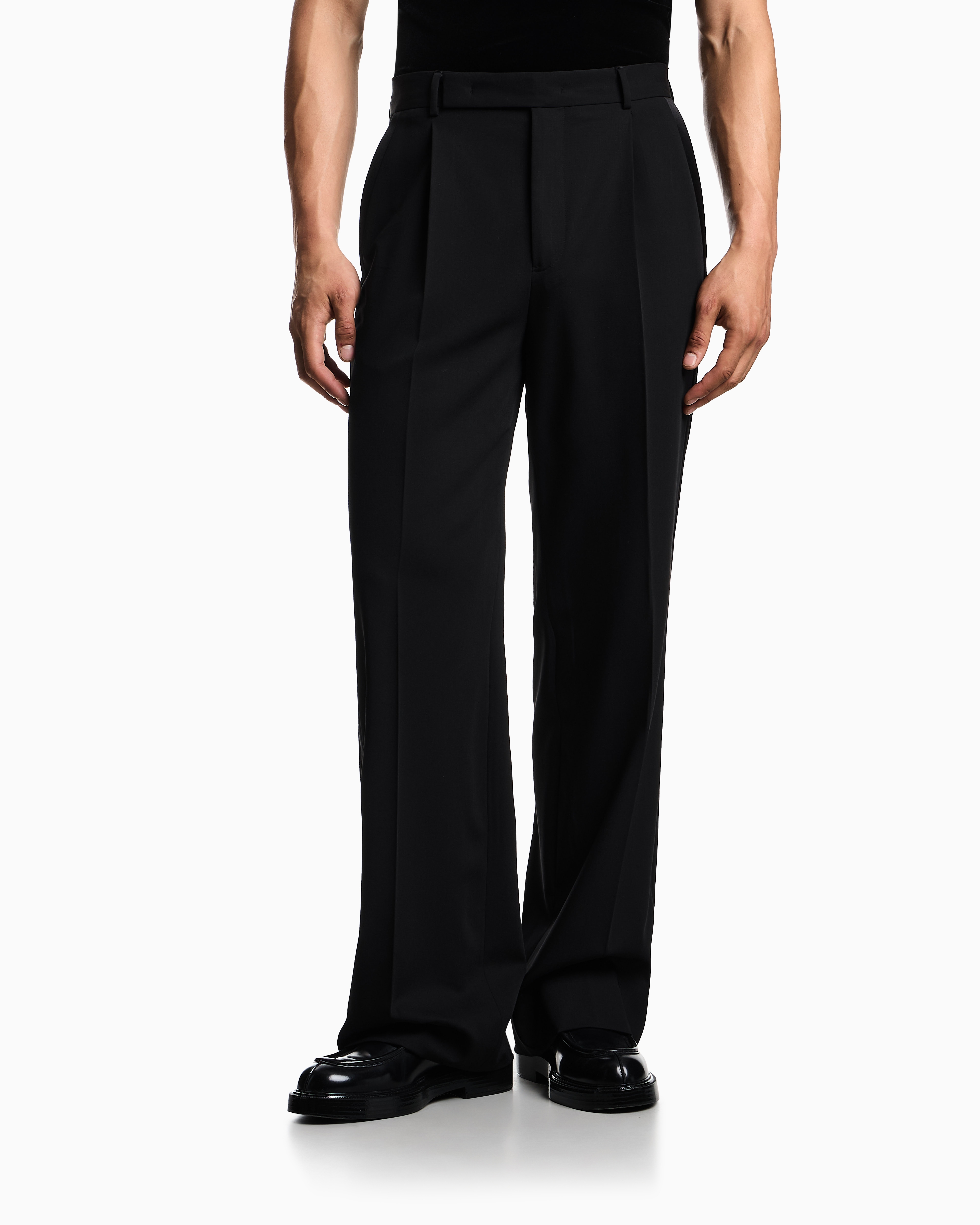 パンツ ウールギャバジン サテンバンド | Emporio Armani