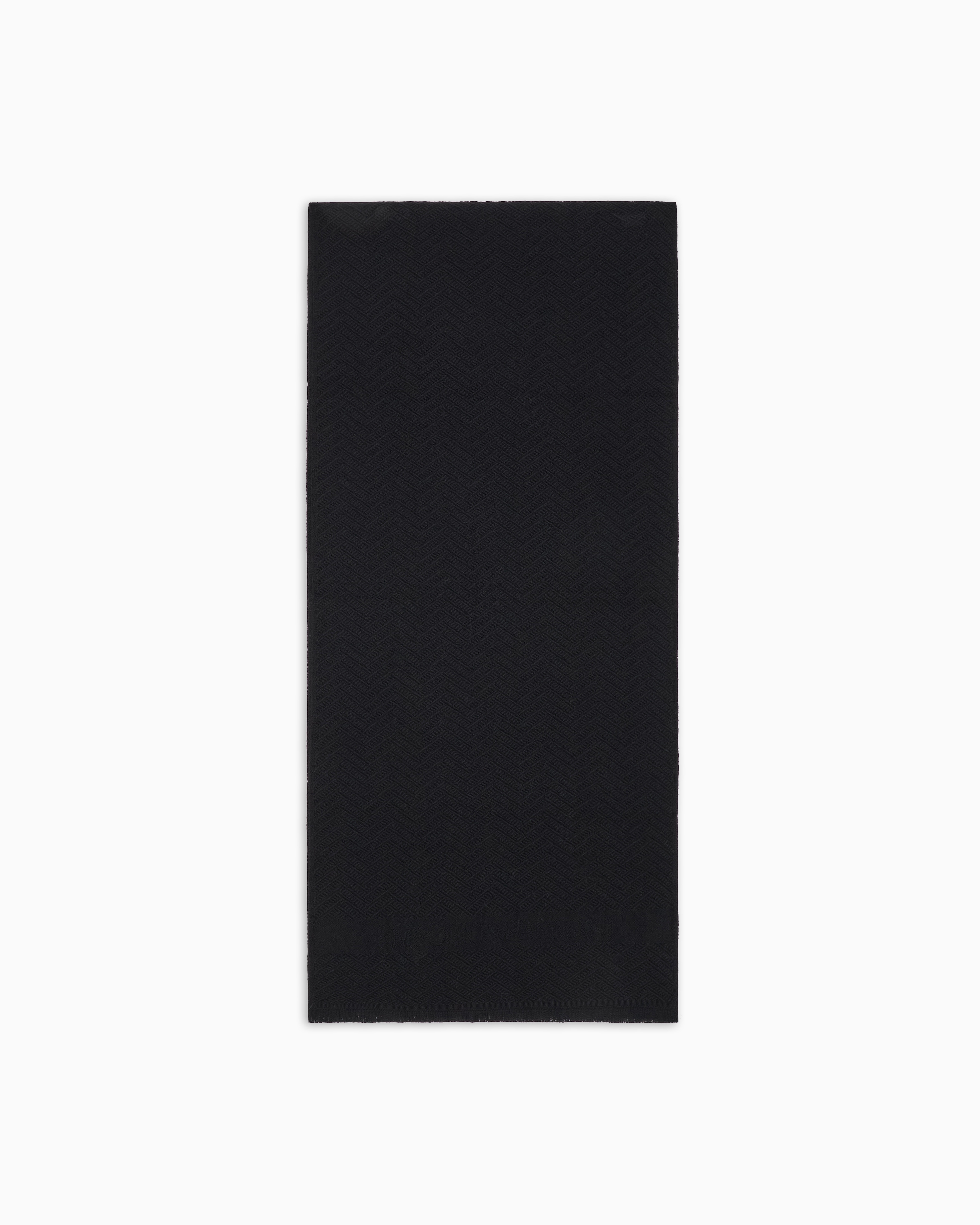 Emporio Armani - Wool scarf with chevron motif, Man, Black, Size: TU