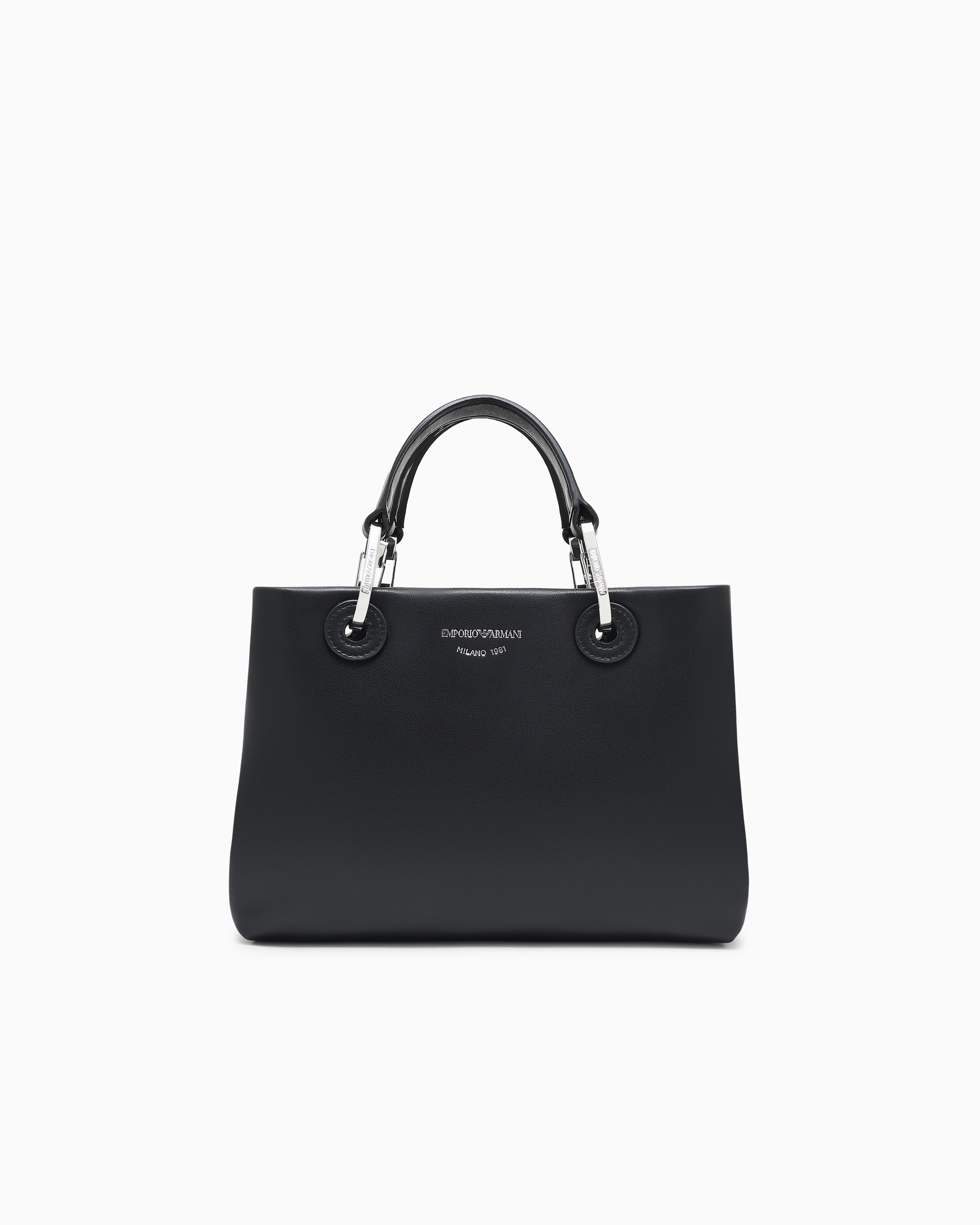 Emporio Armani - Nappa-leather small MyEA shopper bag , Woman, Black, Size: TU