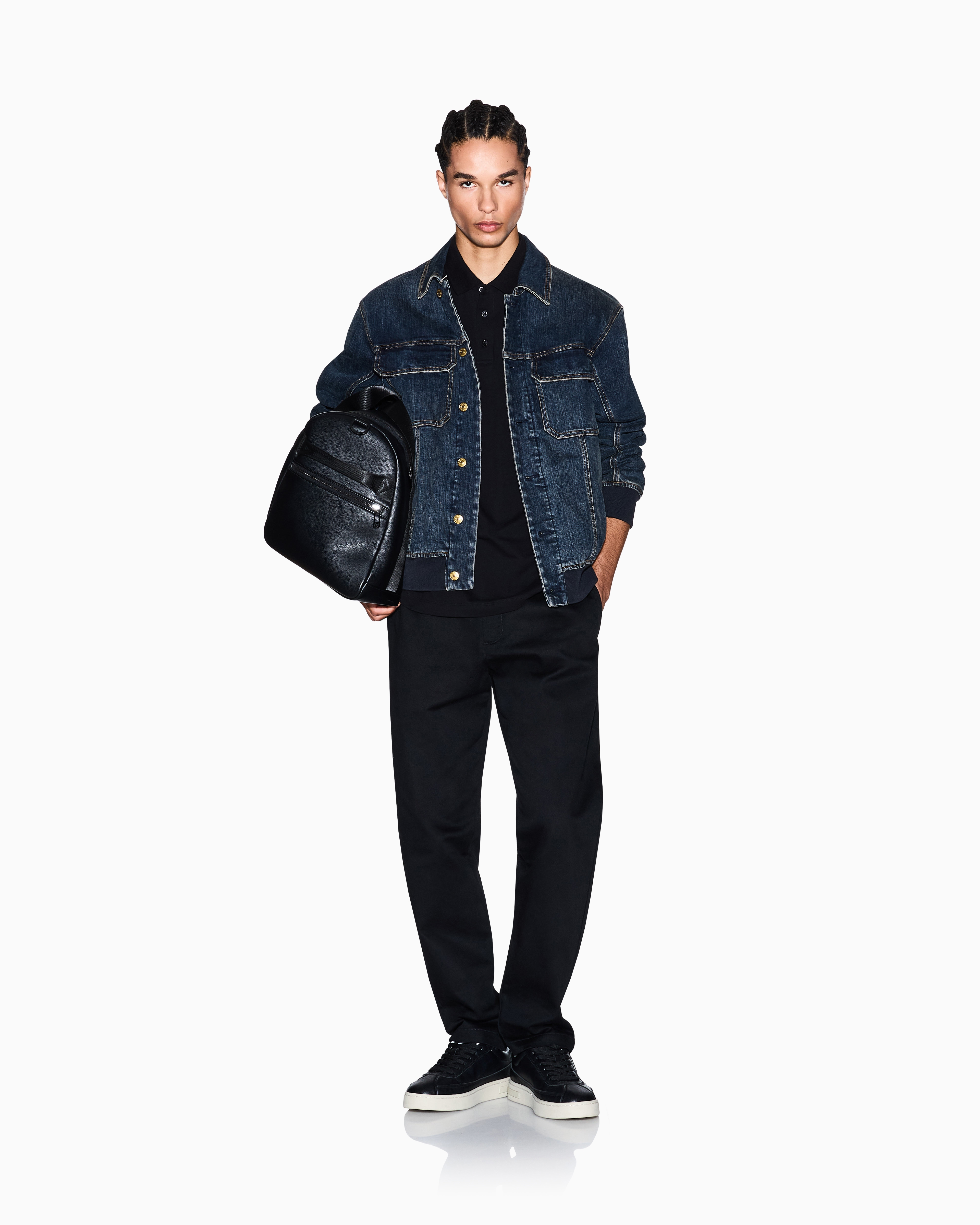 Armani Exchange - Contrasting piping pique polo shirt, Man, Black, Size: