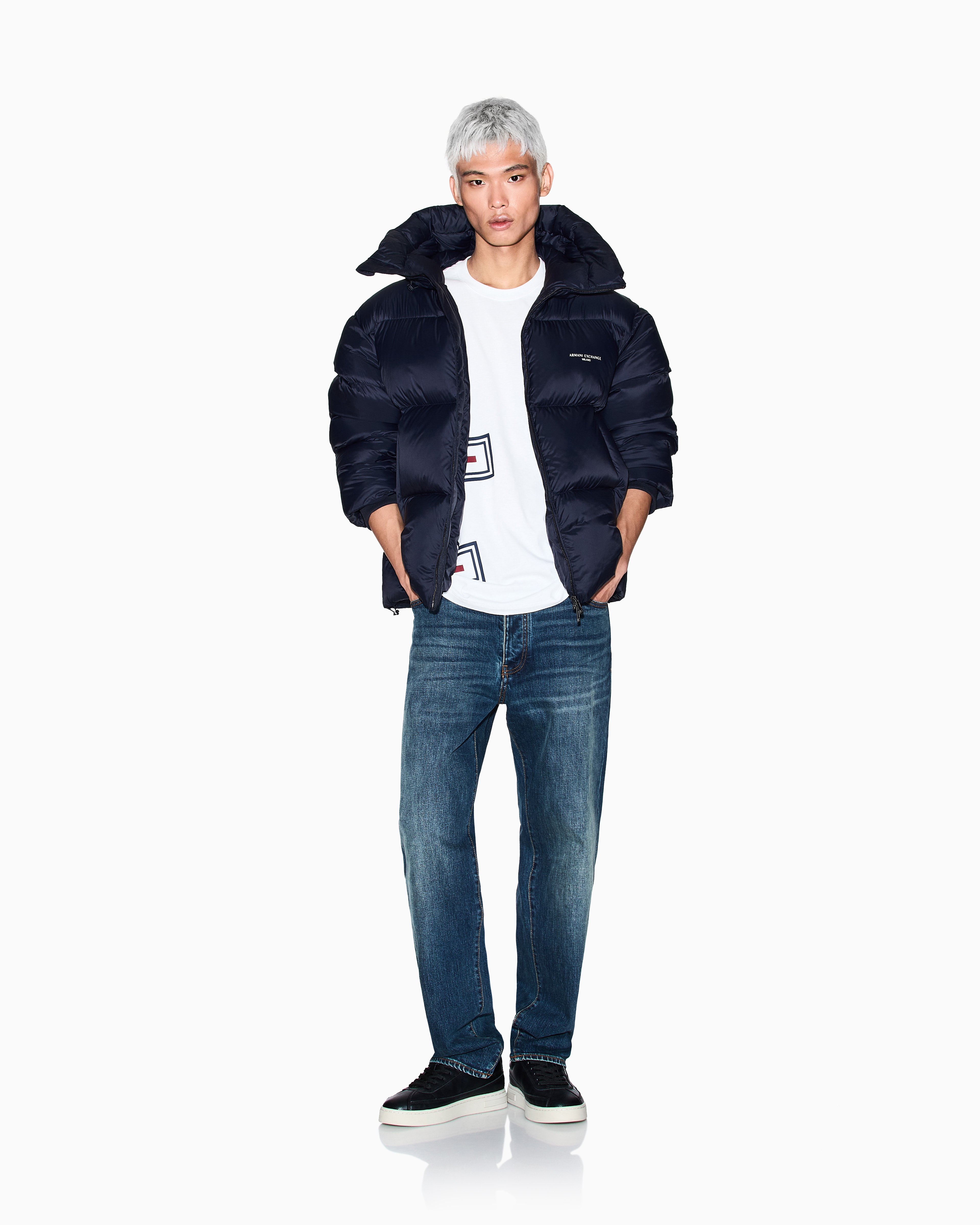 Armani Exchange - Regular fit T-shirt with side logo, Man, White, Size: