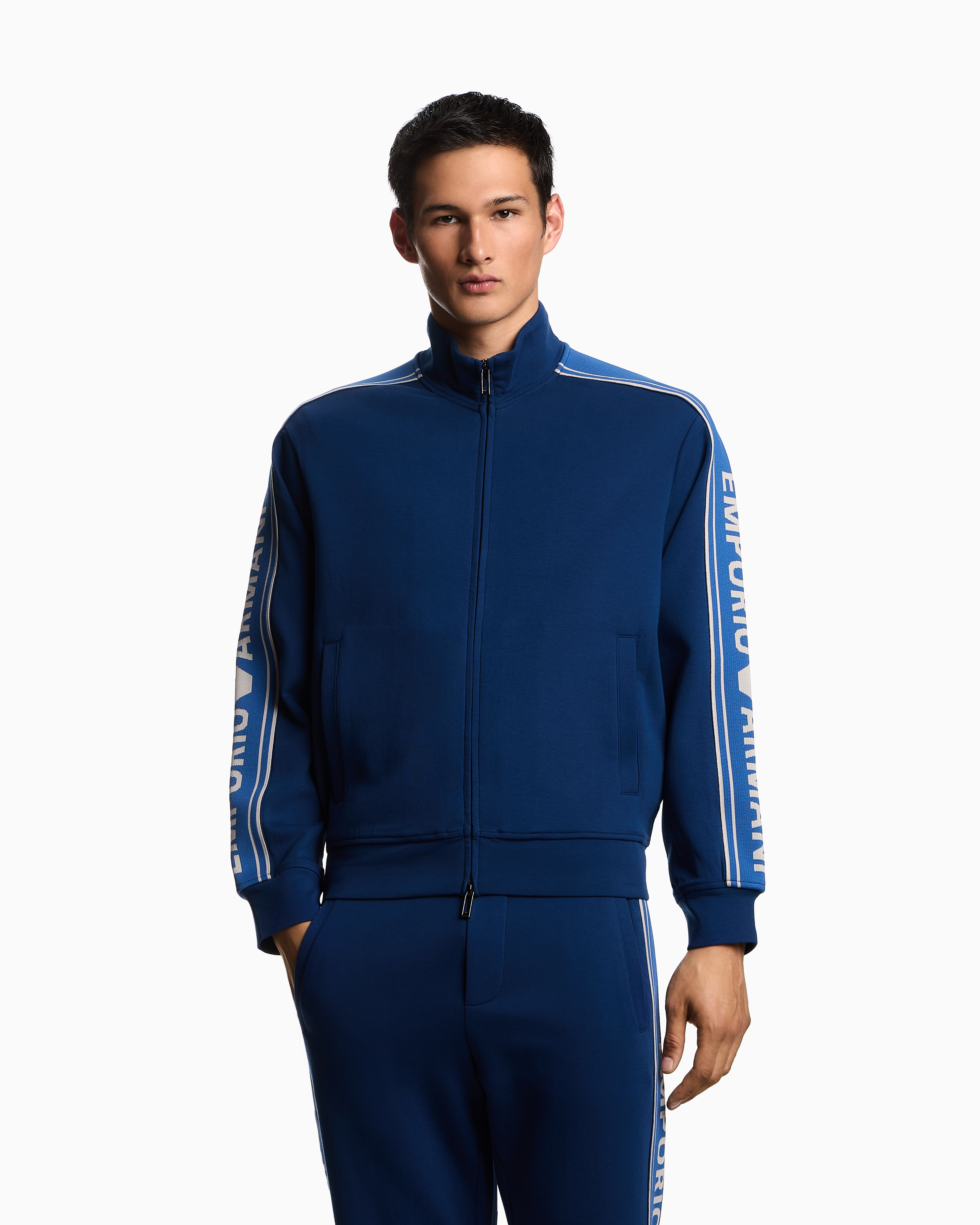 ASV double-jersey full-zip sweatshirt with logo stripe | Emporio