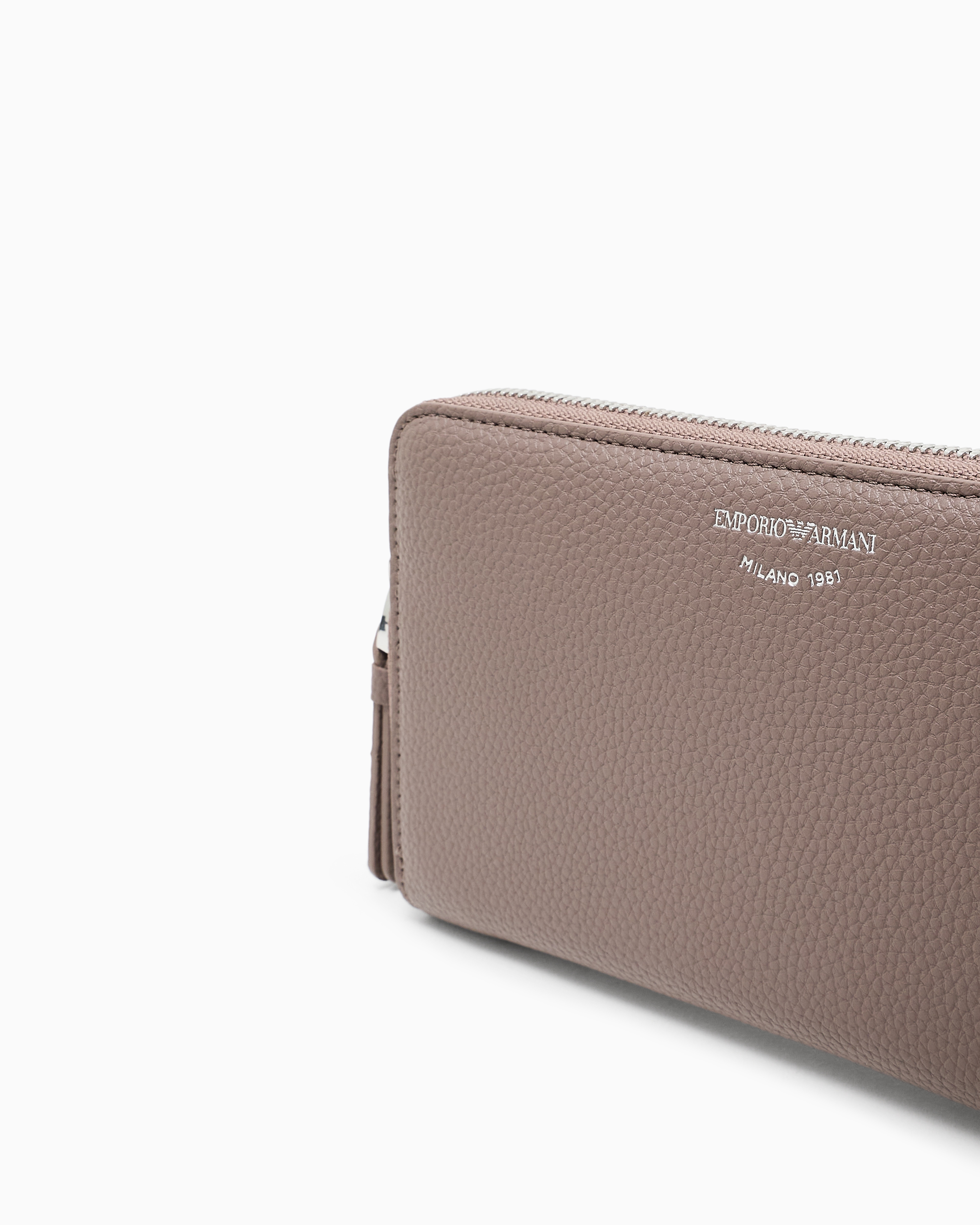 Emporio Armani - Deer-print MyEA wallet with wrap-around zip, Woman, Beige, Size: TU