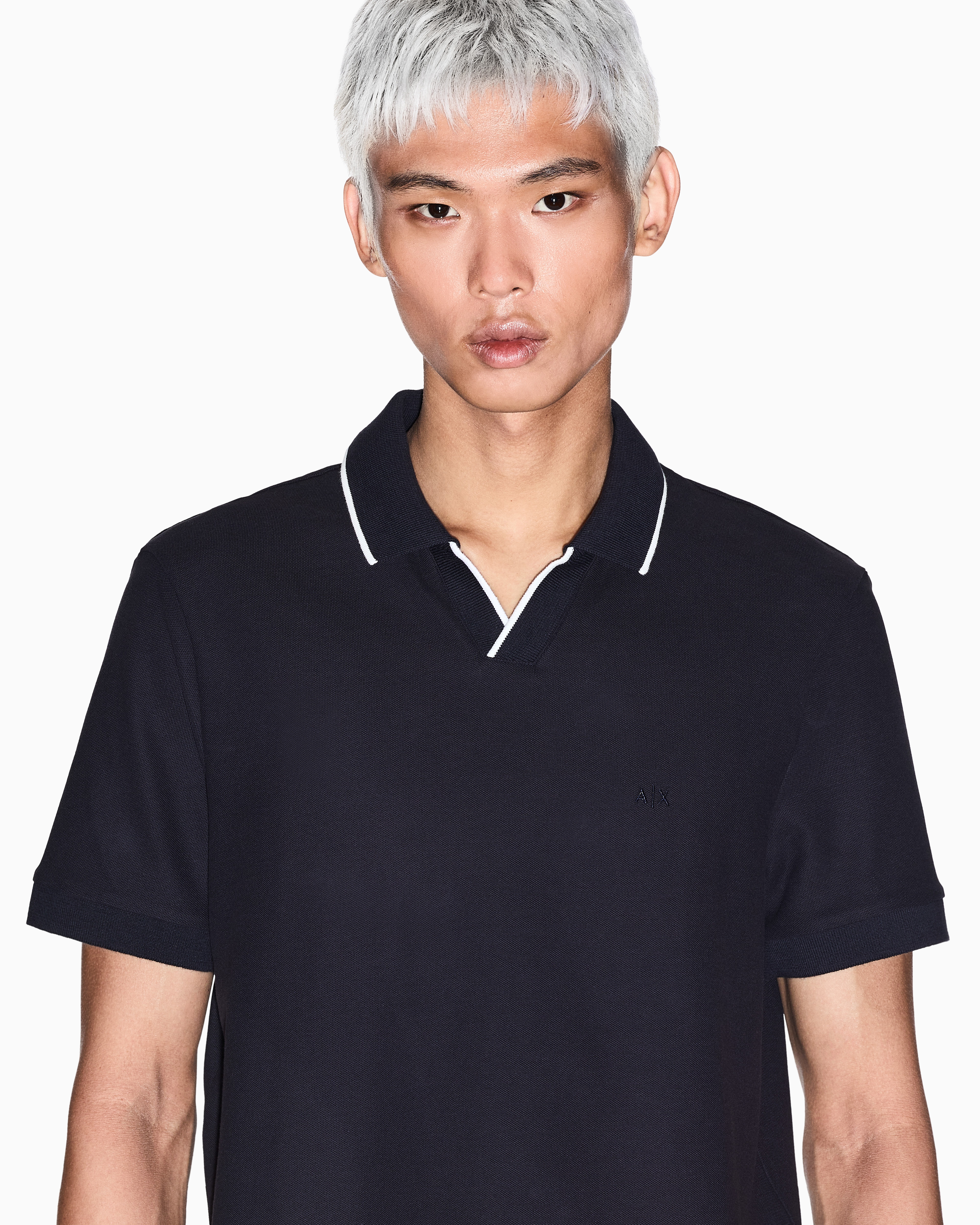 Armani Exchange - Polo shirt with contrasting profiles, Man, Navy Blue, Size: