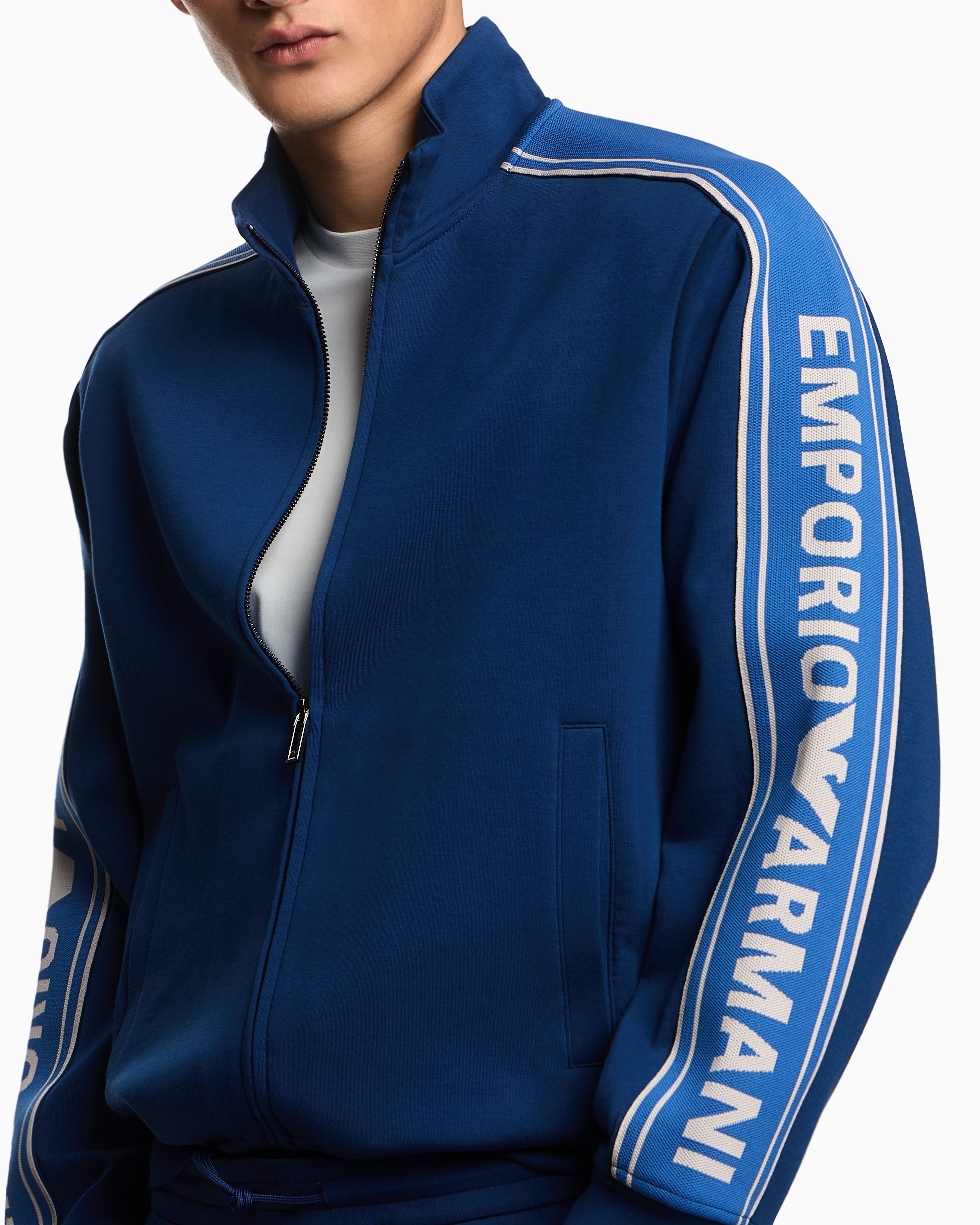 ASV double-jersey full-zip sweatshirt with logo stripe | Emporio