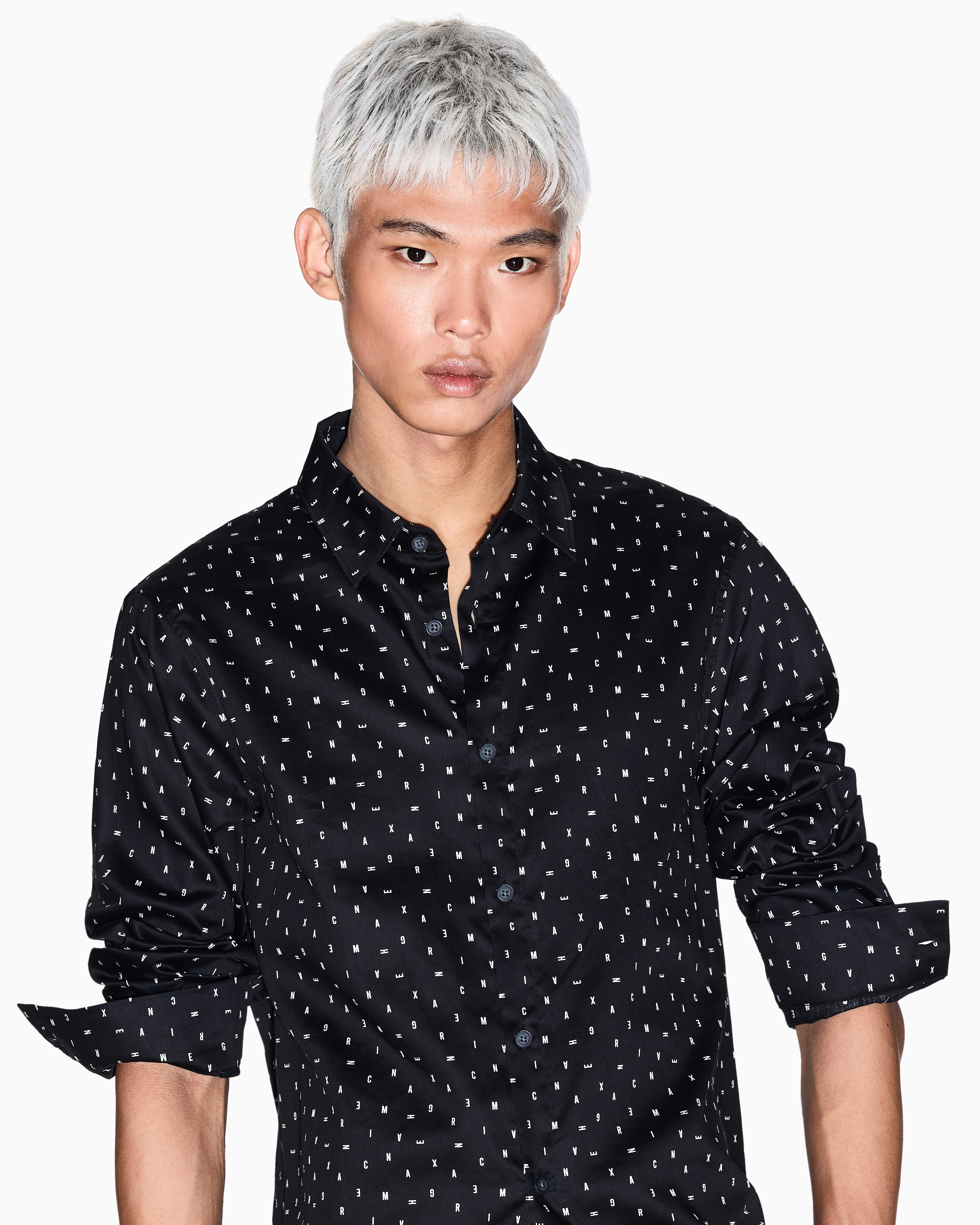 Armani Exchange - Regular fit shirt with lettering logo, Man, Black, Size:
