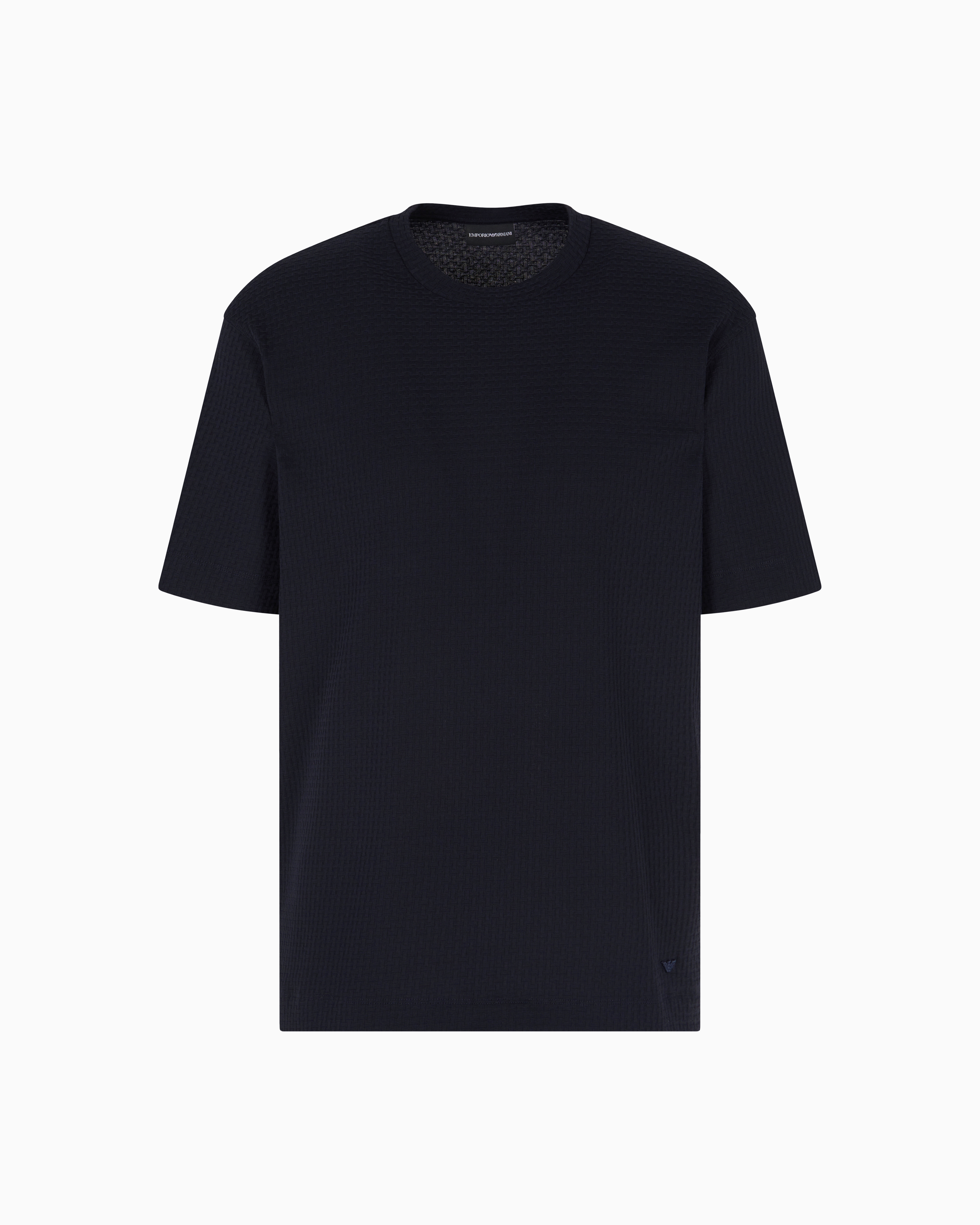 Emporio Armani - ASV jacquard jersey T-shirt, Man, Navy Blue, Size: