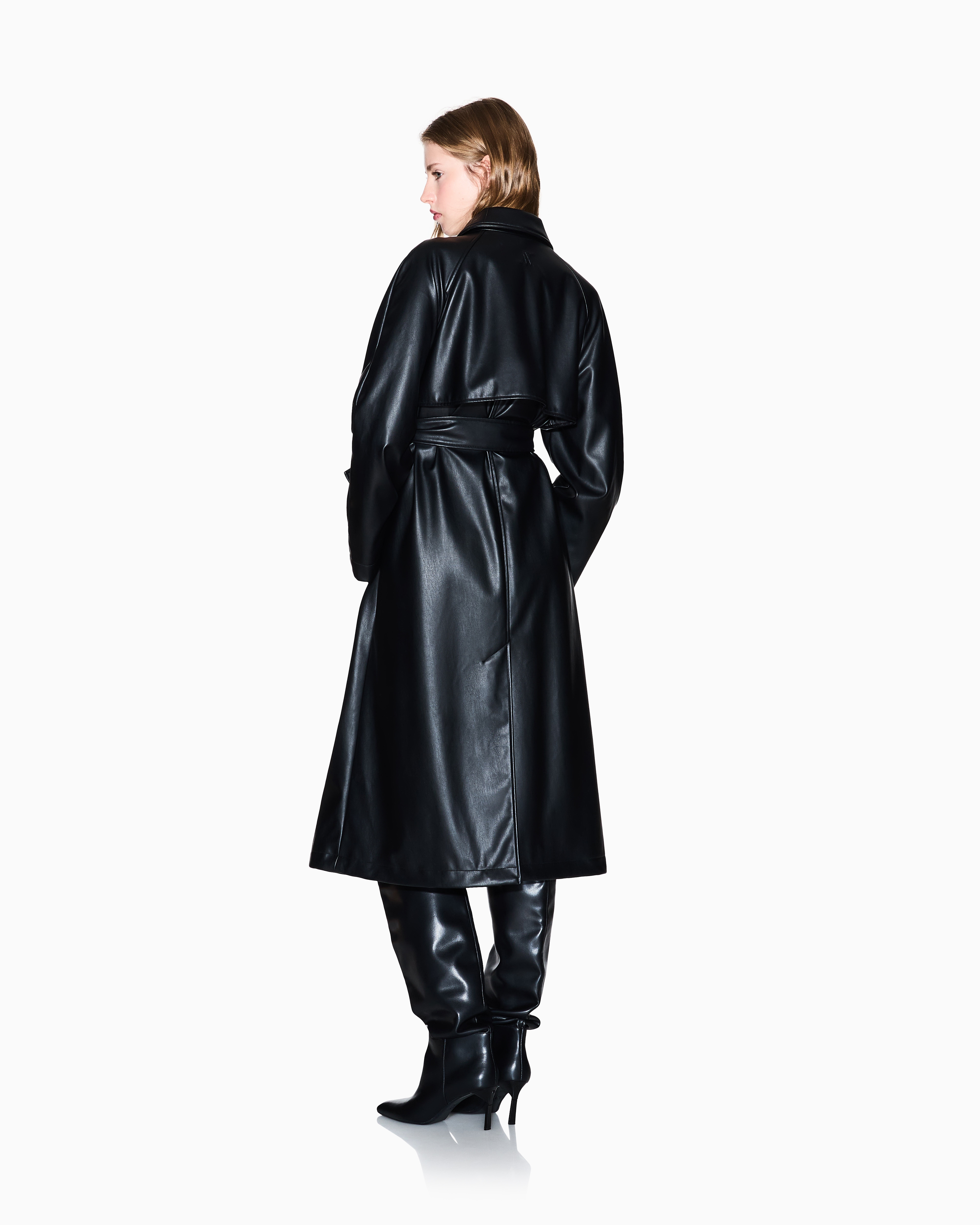 Armani Exchange - Coated fabric trench coat, Woman, Black, Size: