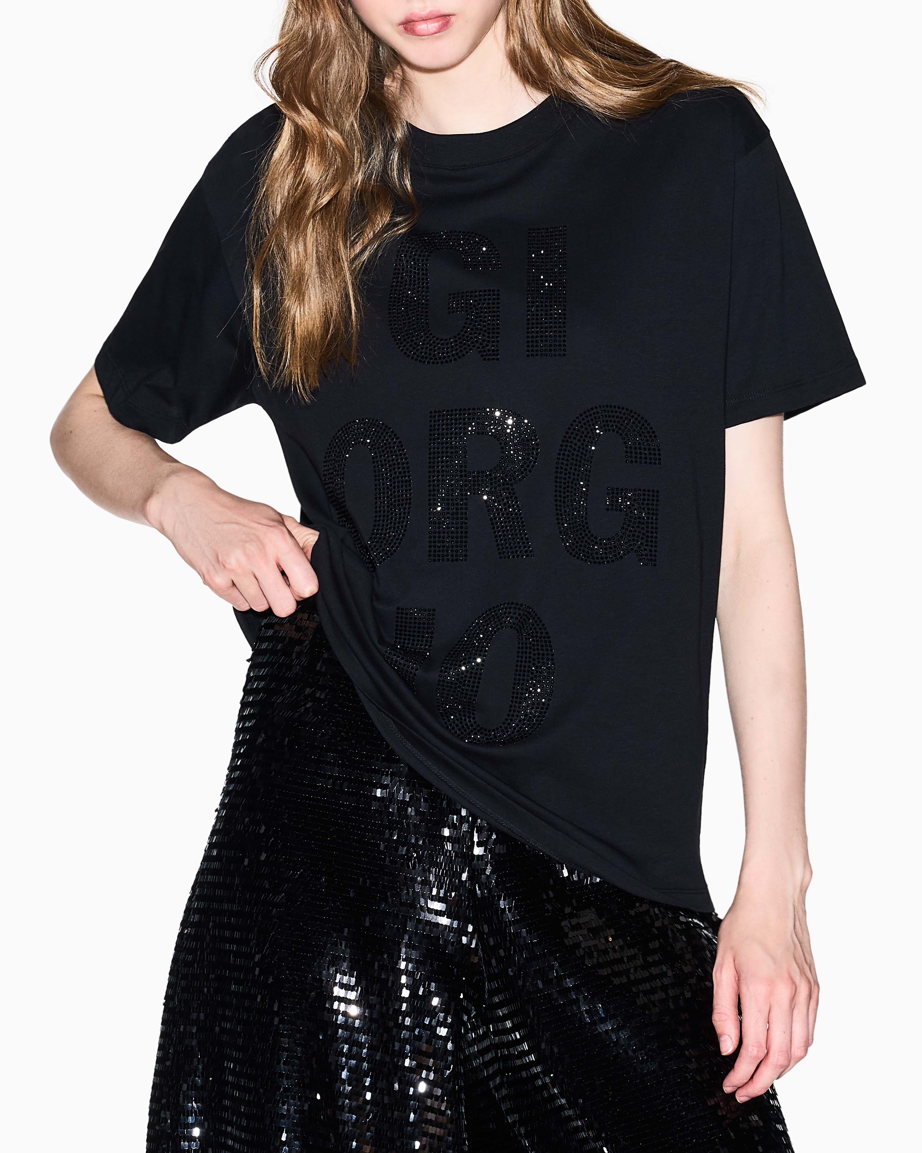 Armani Exchange - Relaxed Fit T-Shirts, Woman, Black, Size: