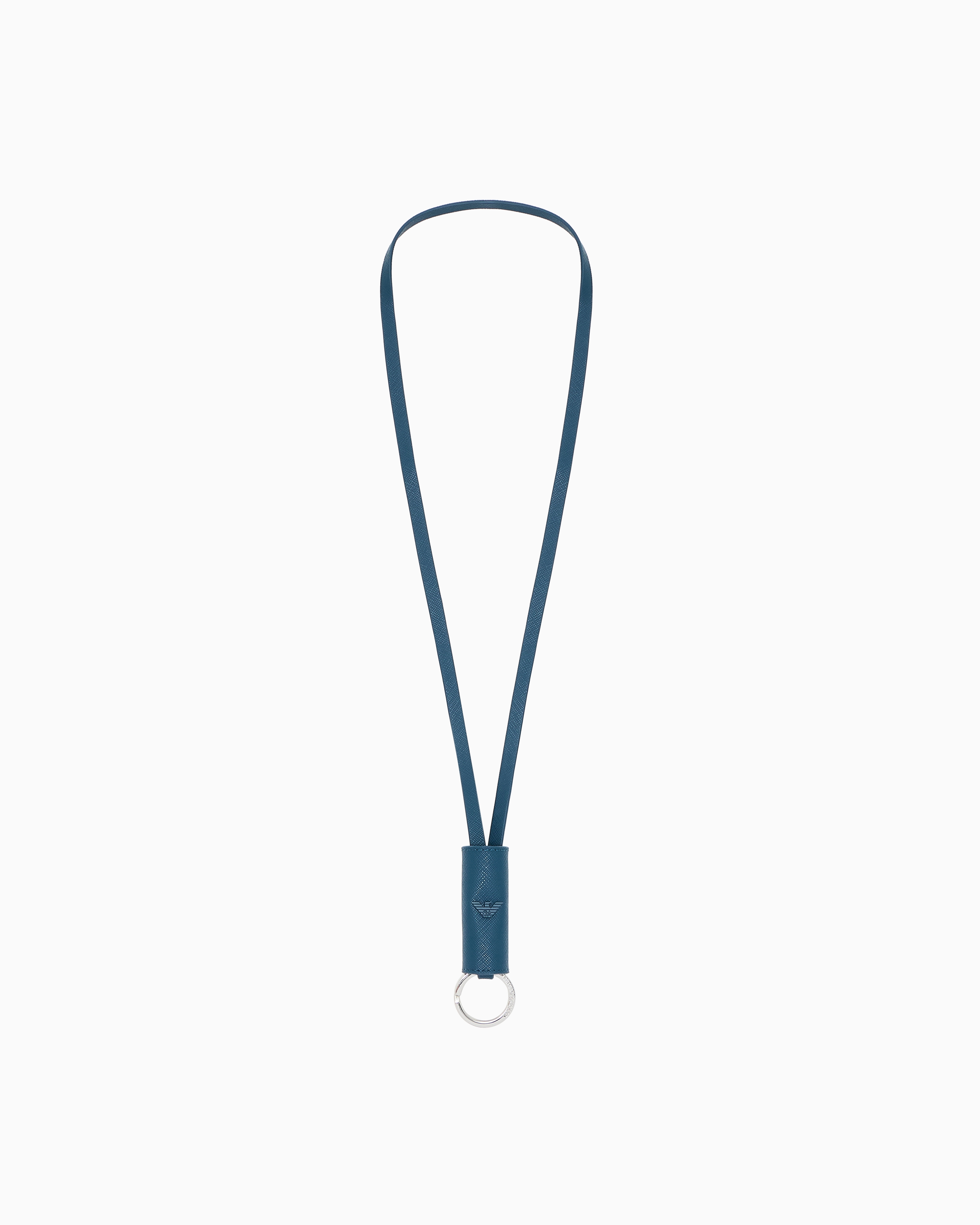 Emporio Armani - ASV regenerated Saffiano lanyard keyring, Man, Blue, Size: TU