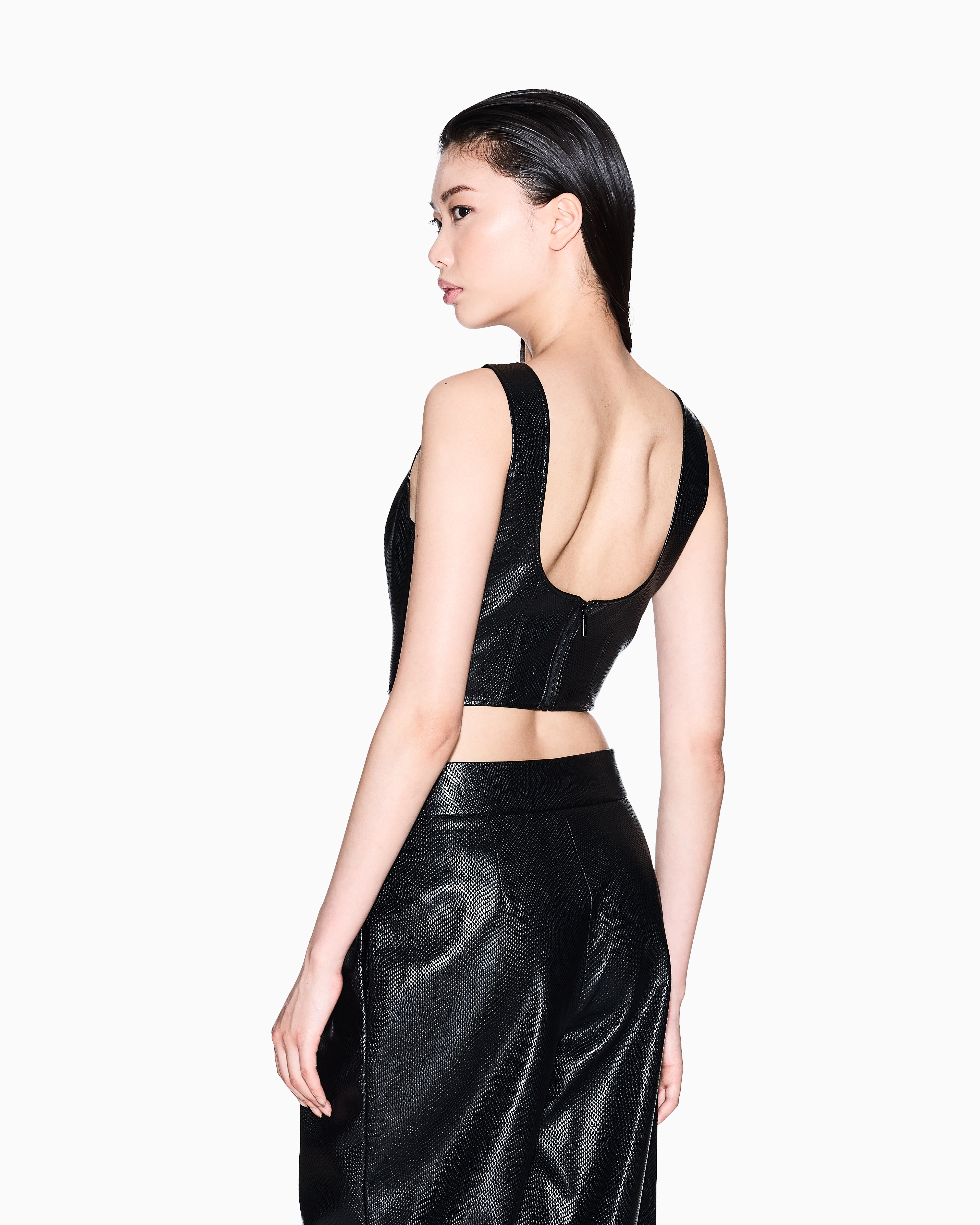 Faux leather top