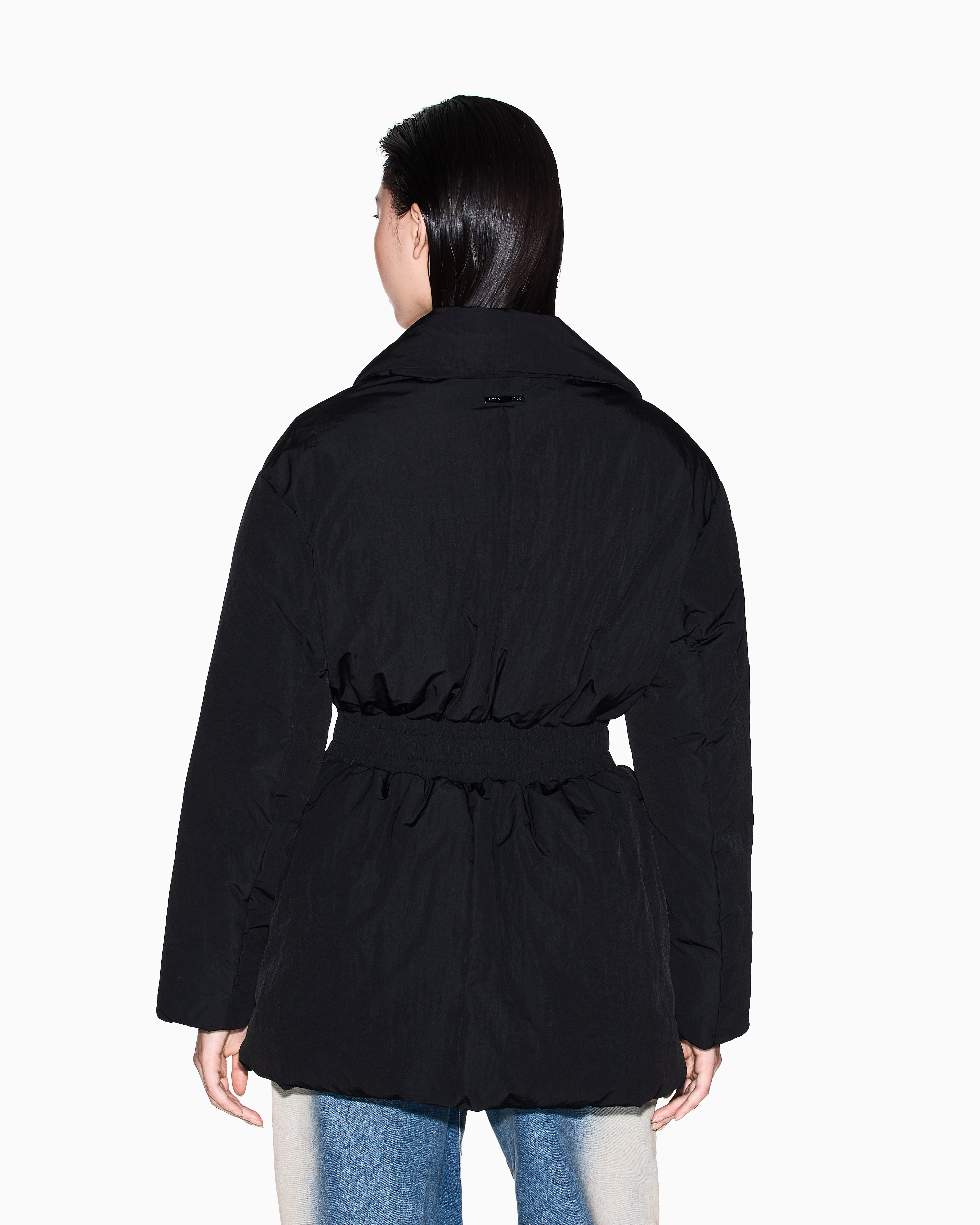 Caban with elastic recycled fabric