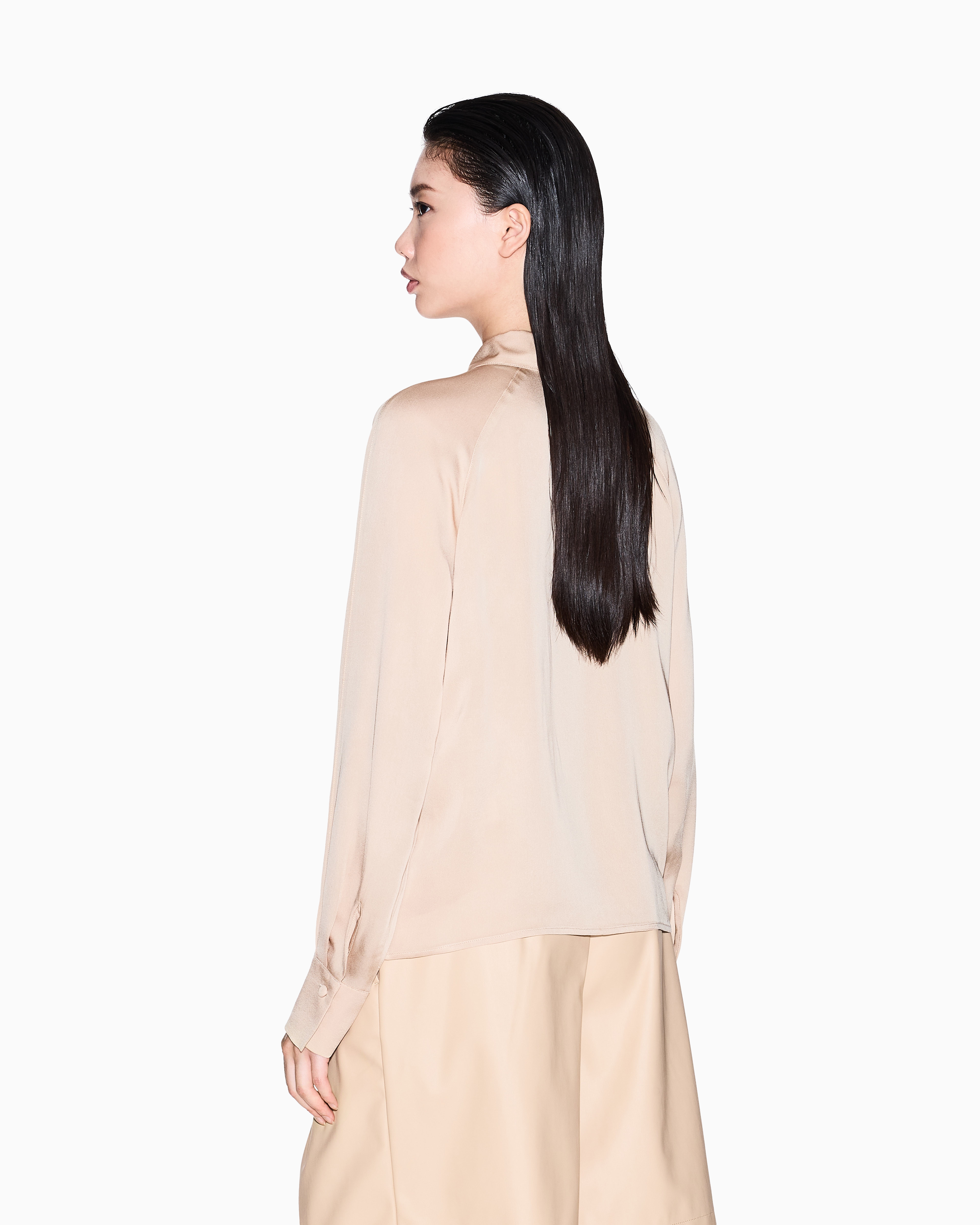 Armani Exchange - Satin viscose shirt, Woman, Camel, Size: