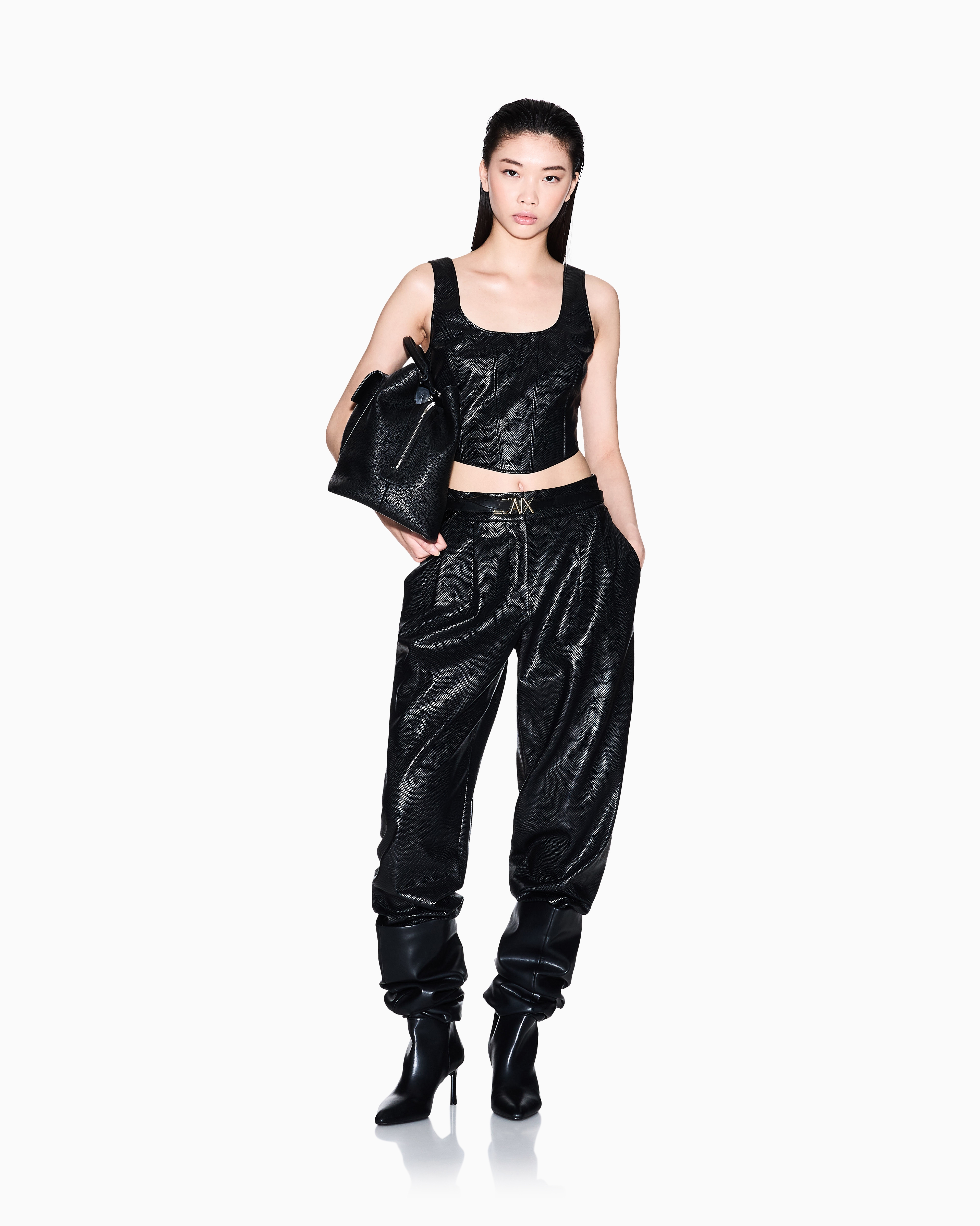 Faux leather top