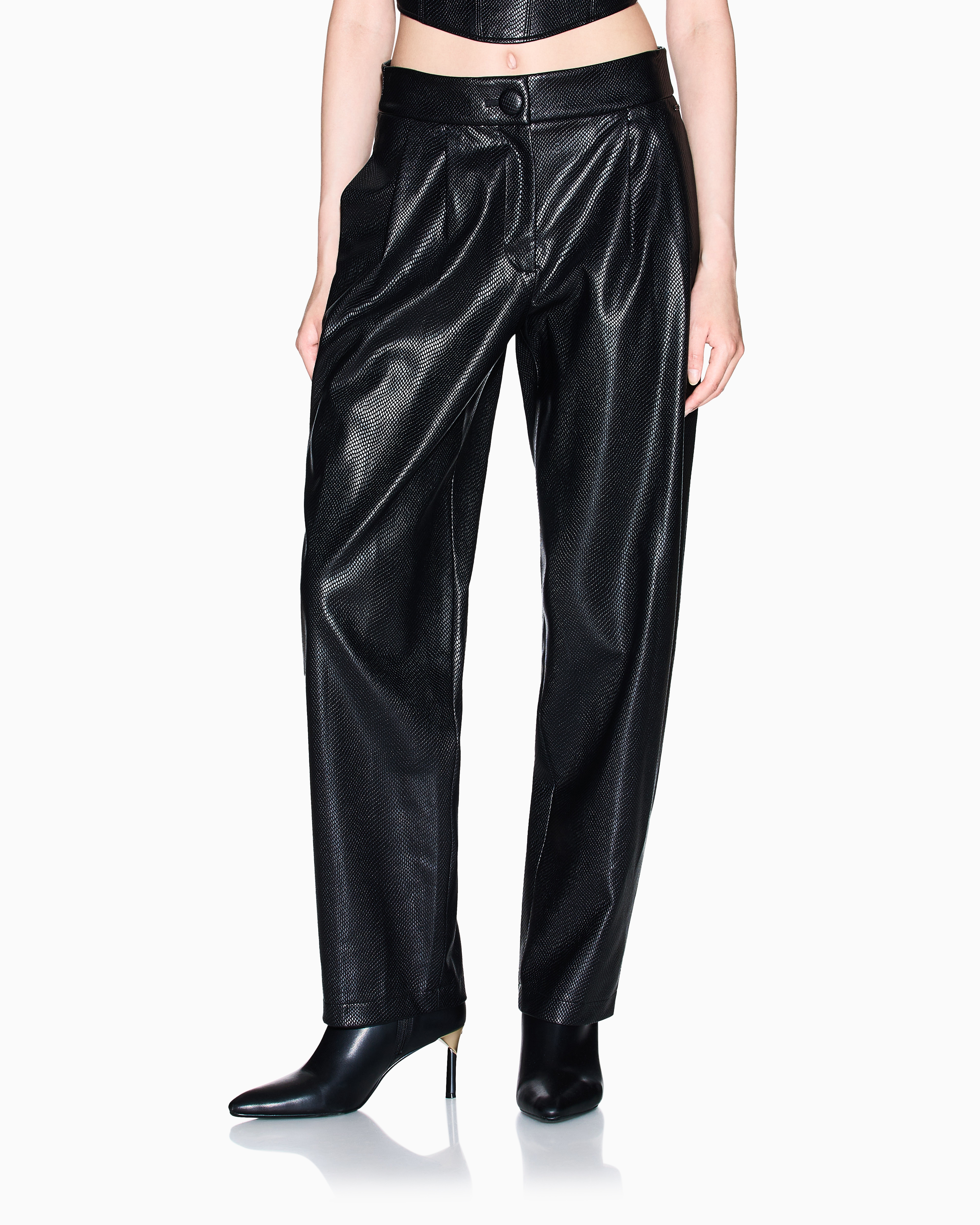 Faux leather trousers with pleats | Armani Exchange