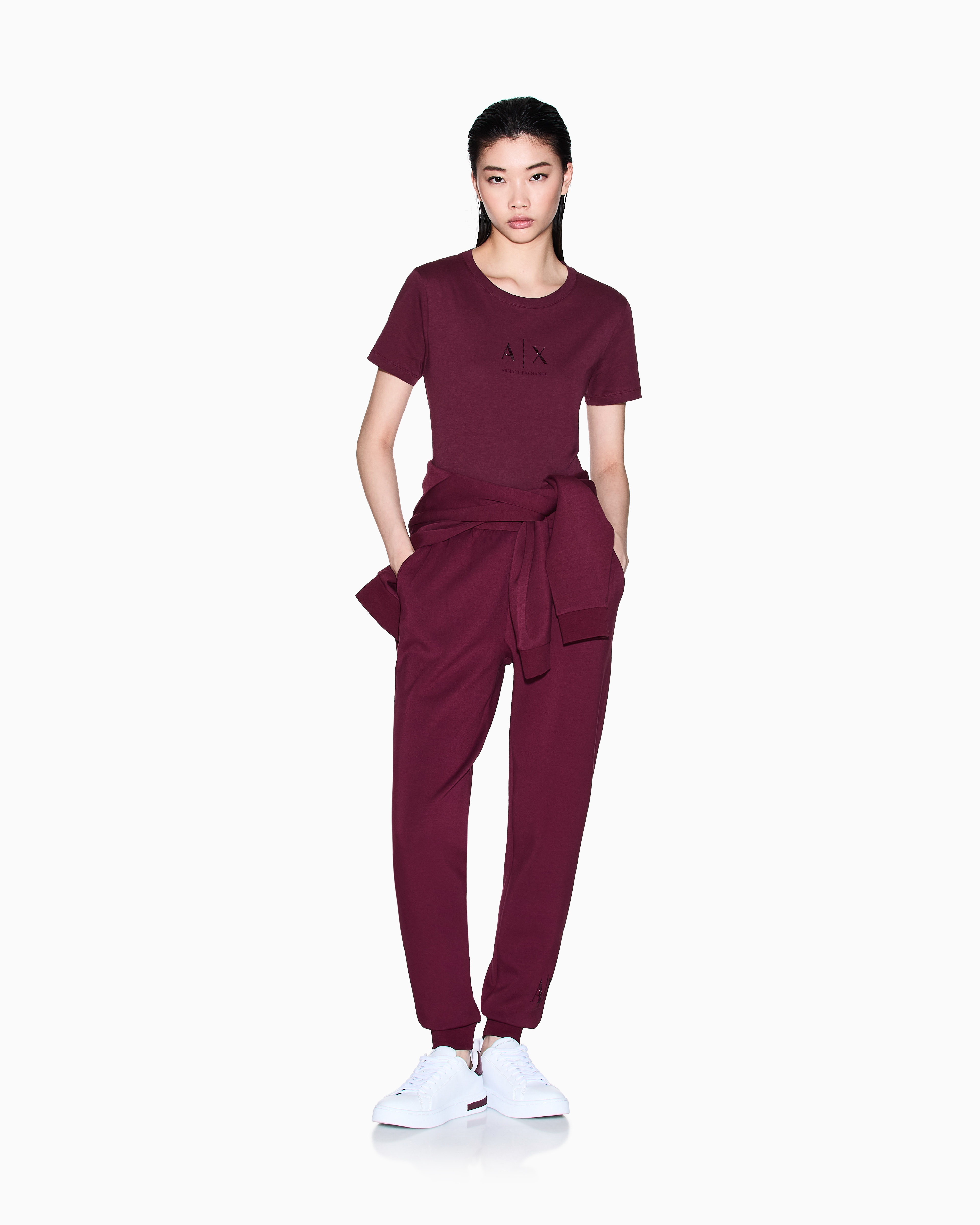 Armani Exchange - Icon Jogger Pants, Woman, Burgundy, Size: