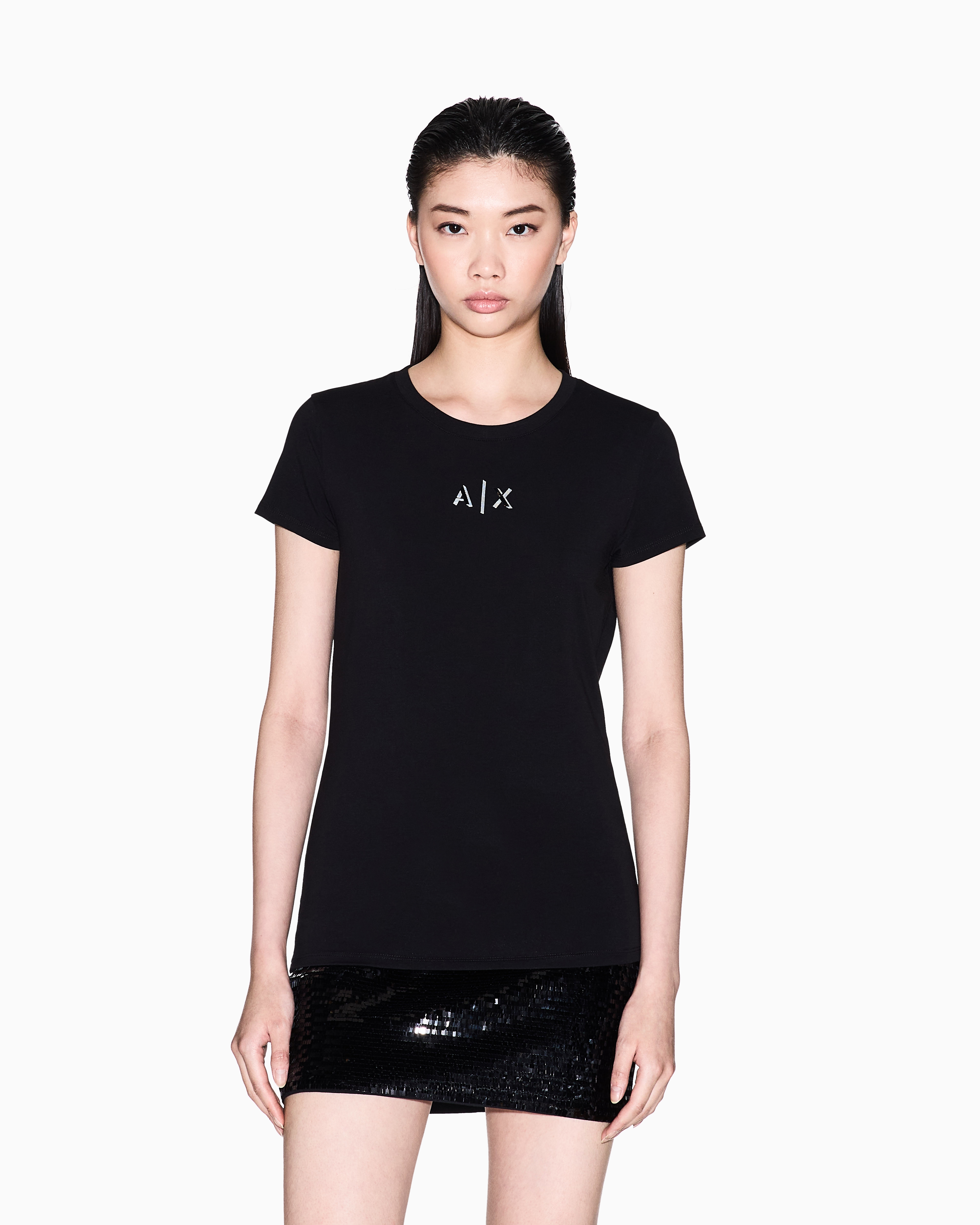 Slim T-shirt with stencil-effect logo