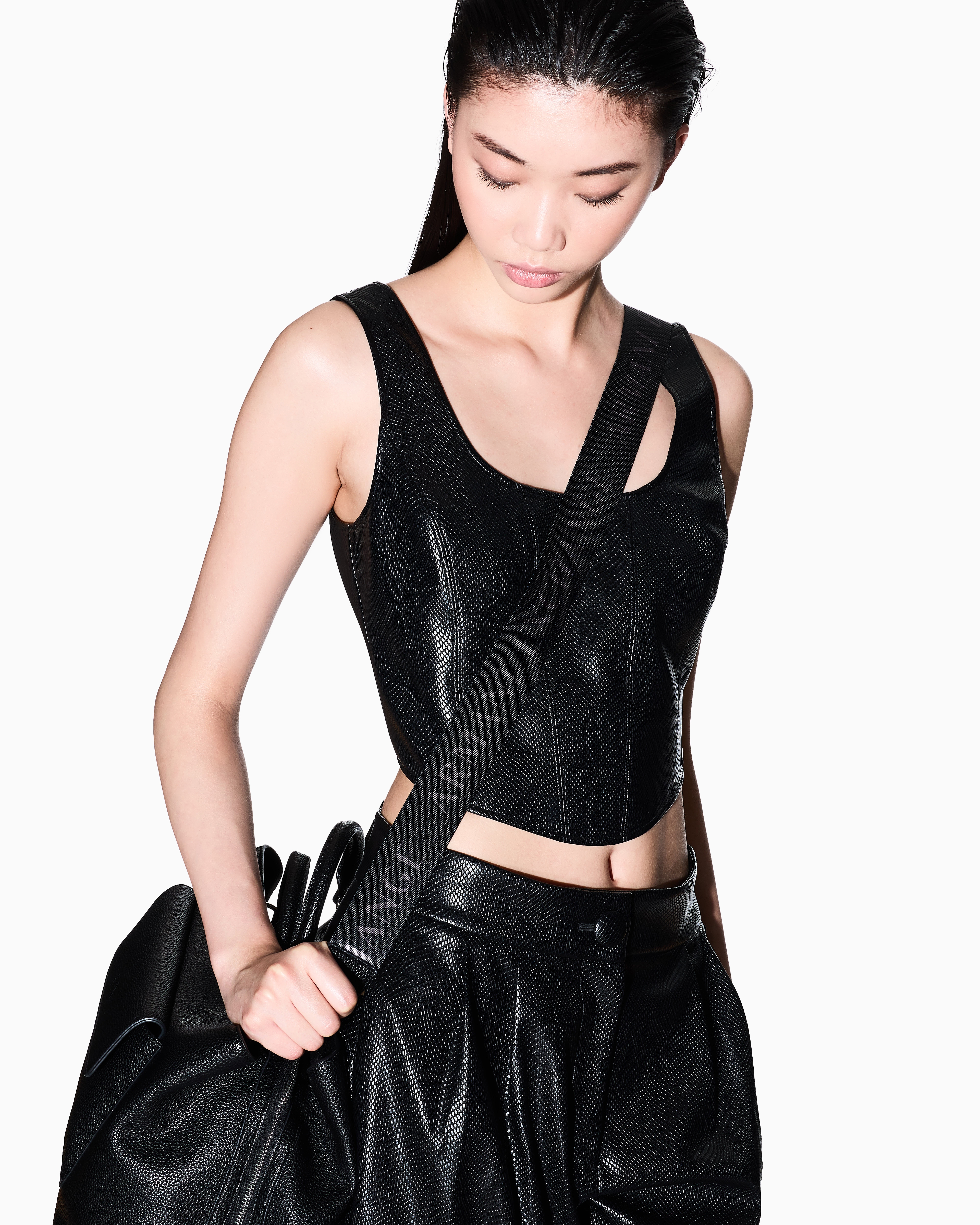 Faux leather top