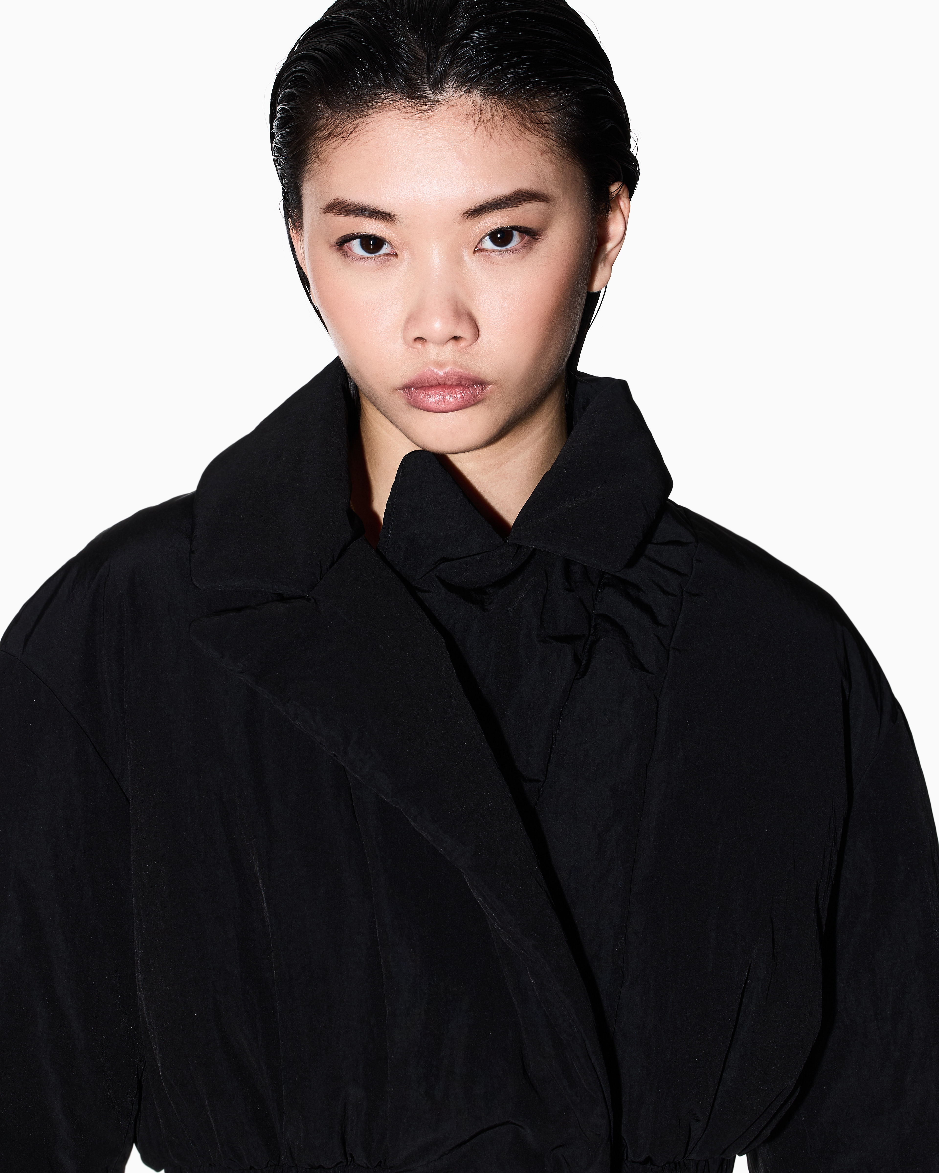 Caban with elastic recycled fabric