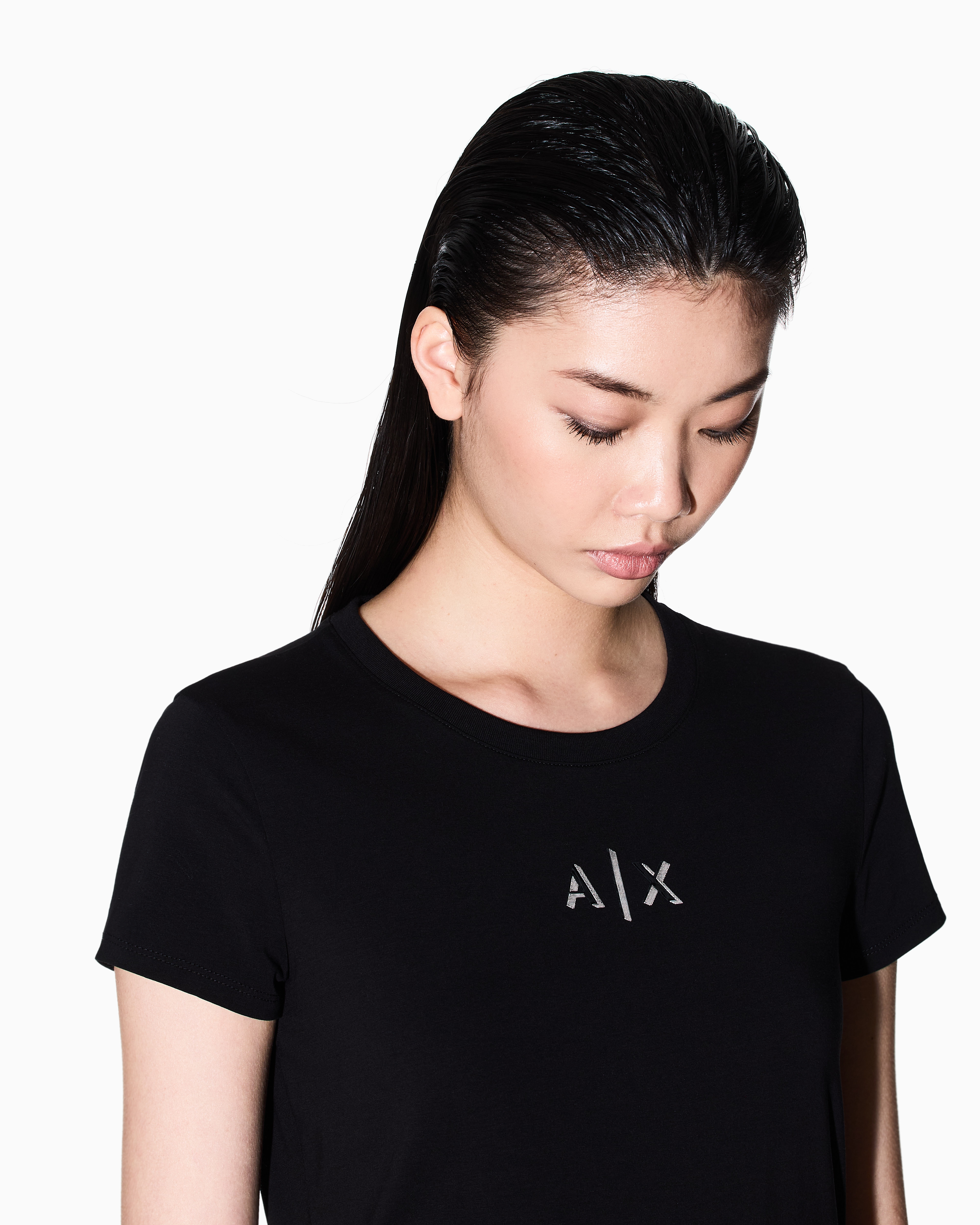 Slim T-shirt with stencil-effect logo