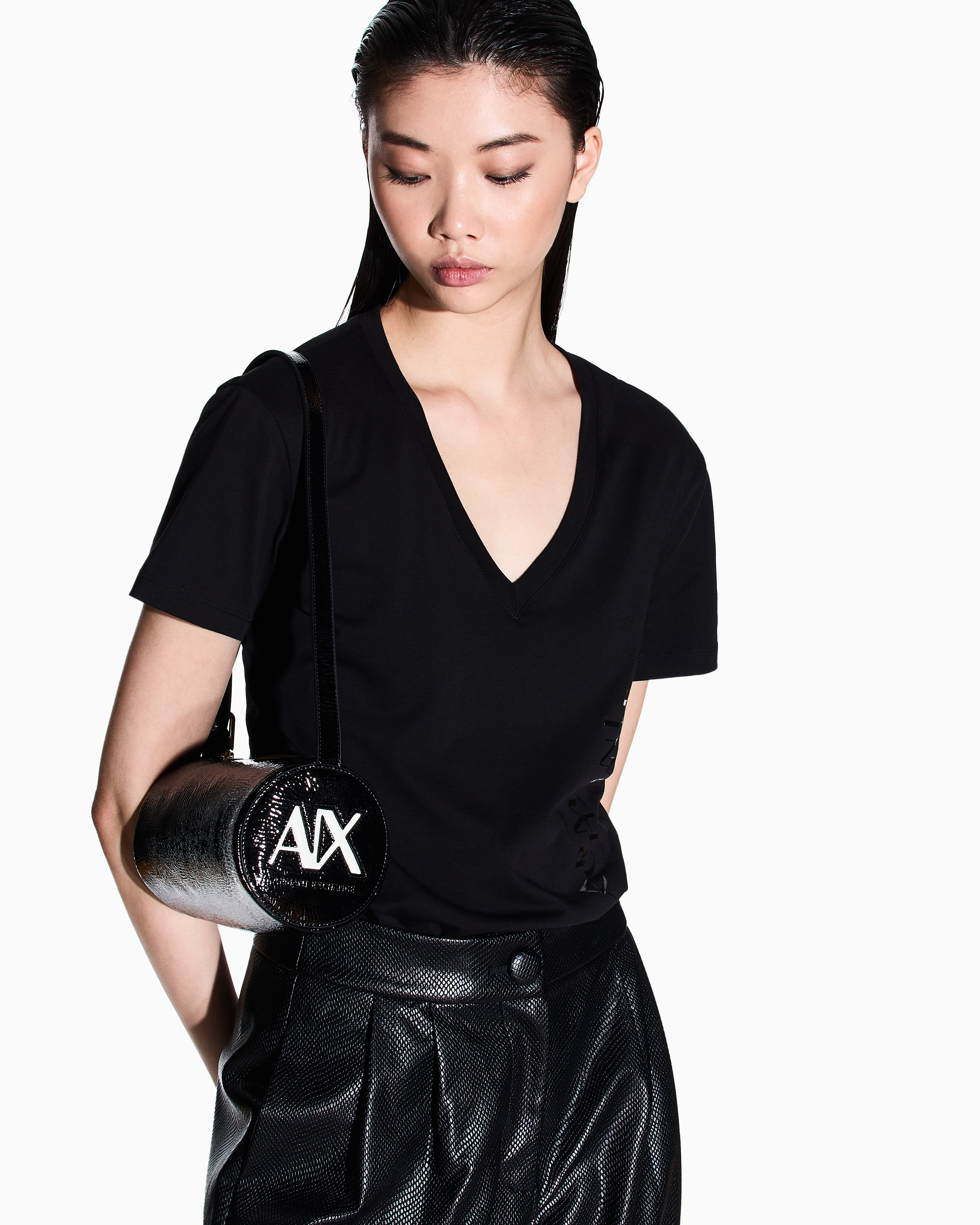 Armani Exchange - Patent leather mini bag, Woman, Black, Size: TU
