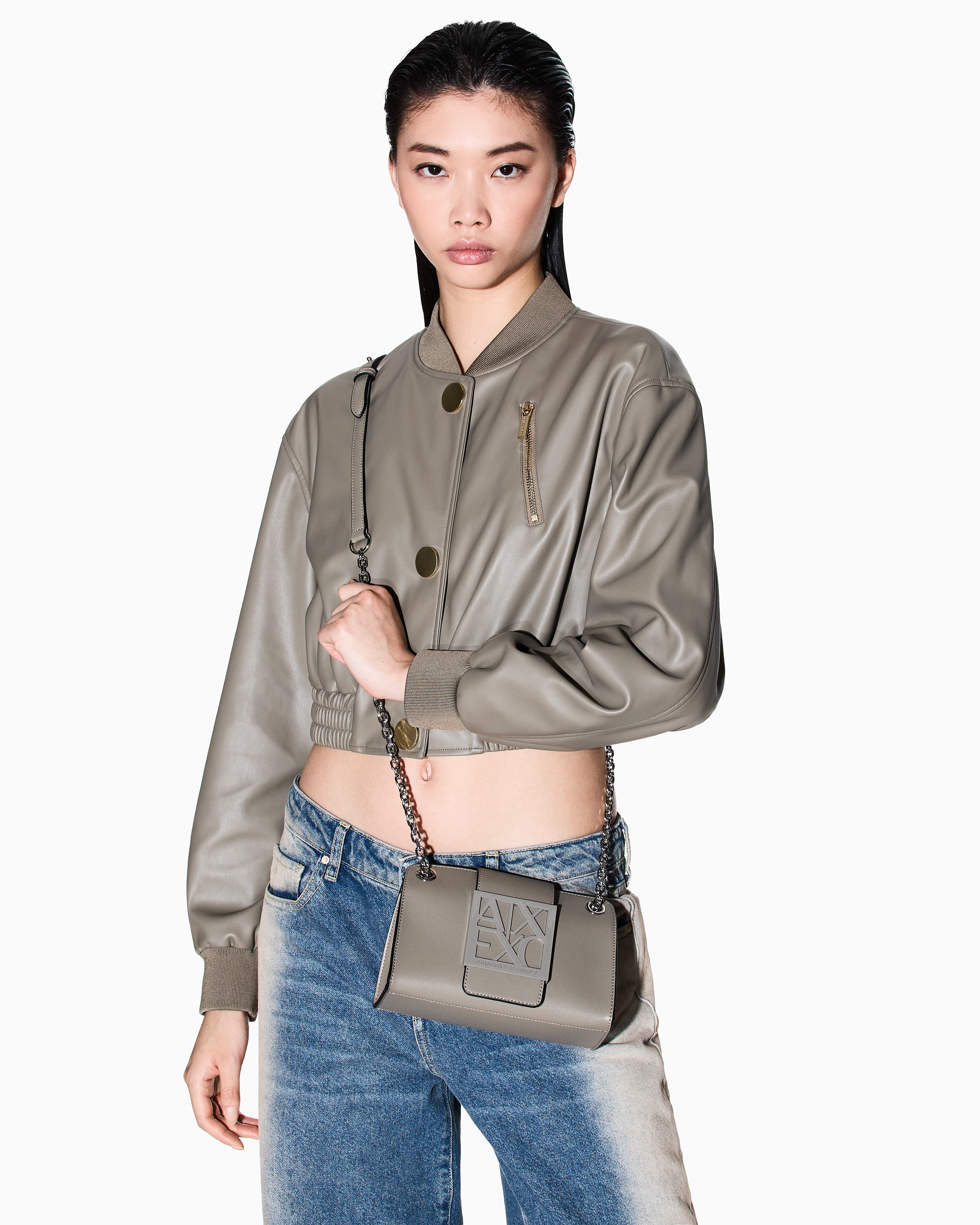 Small shoulder bag with shaped logo | Armani Exchange