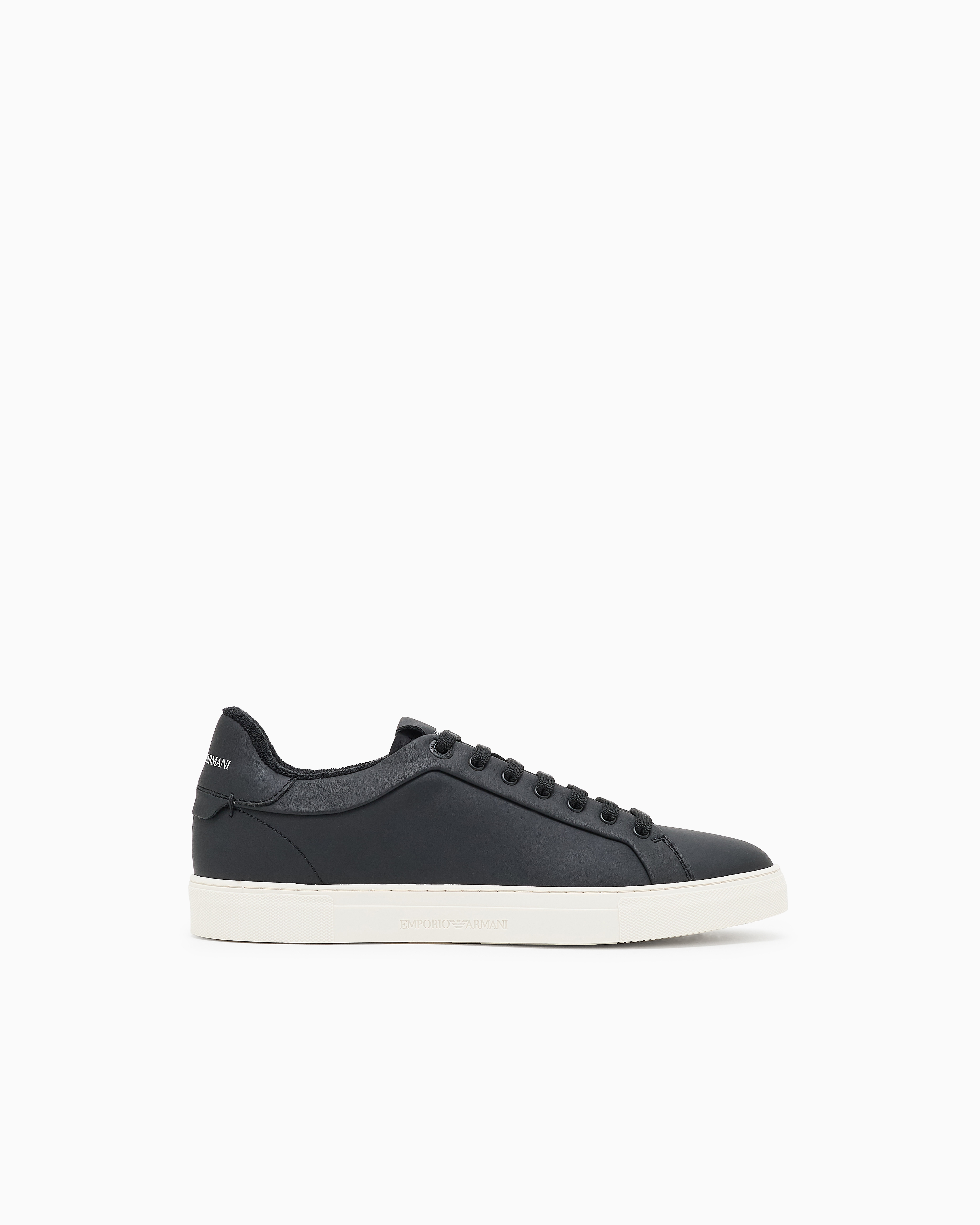 Emporio Armani - Supple leather sneakers, Man, Black, Size: