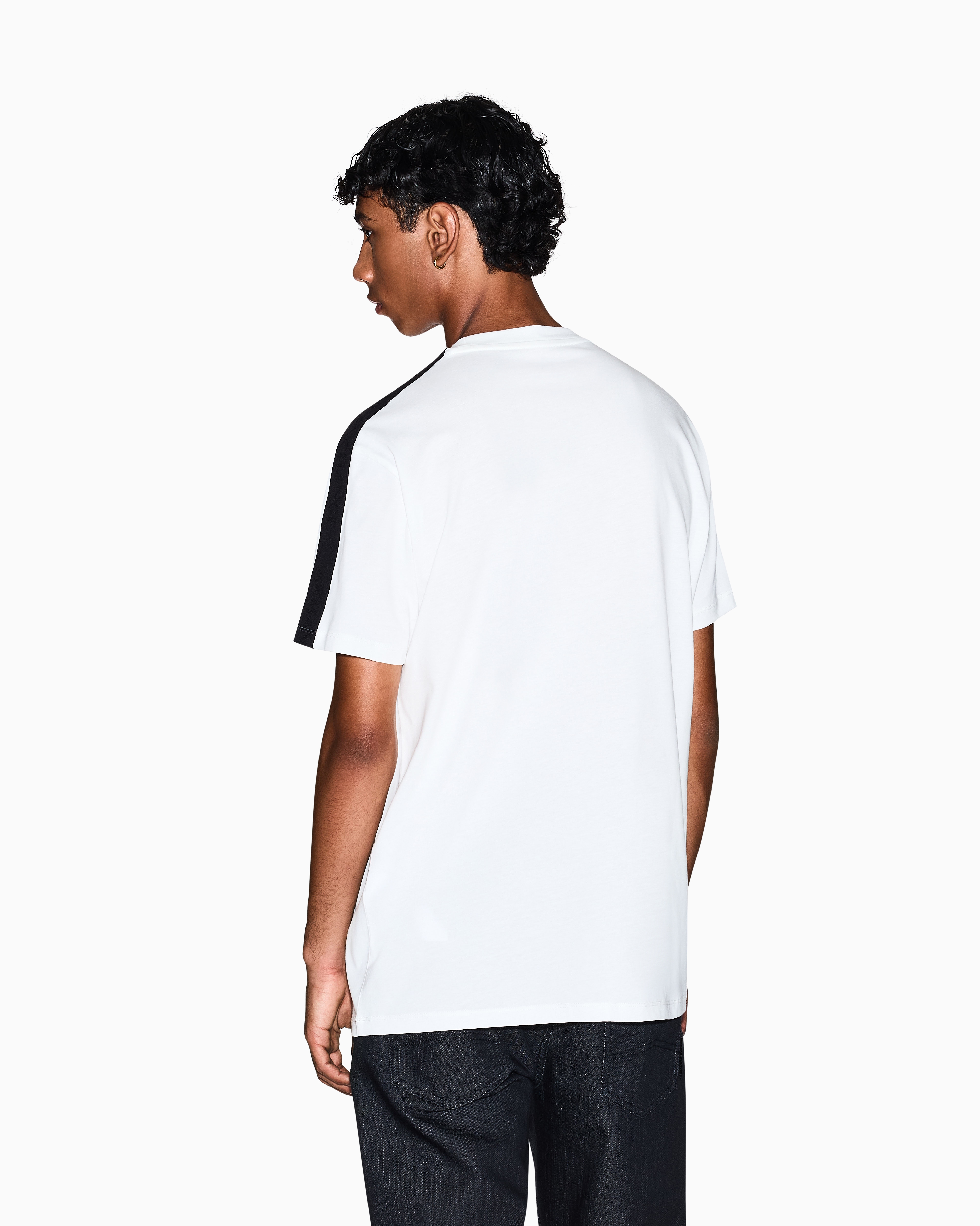 Armani Exchange - Contrasting regular fit tape t-shirt, Man, White, Size: